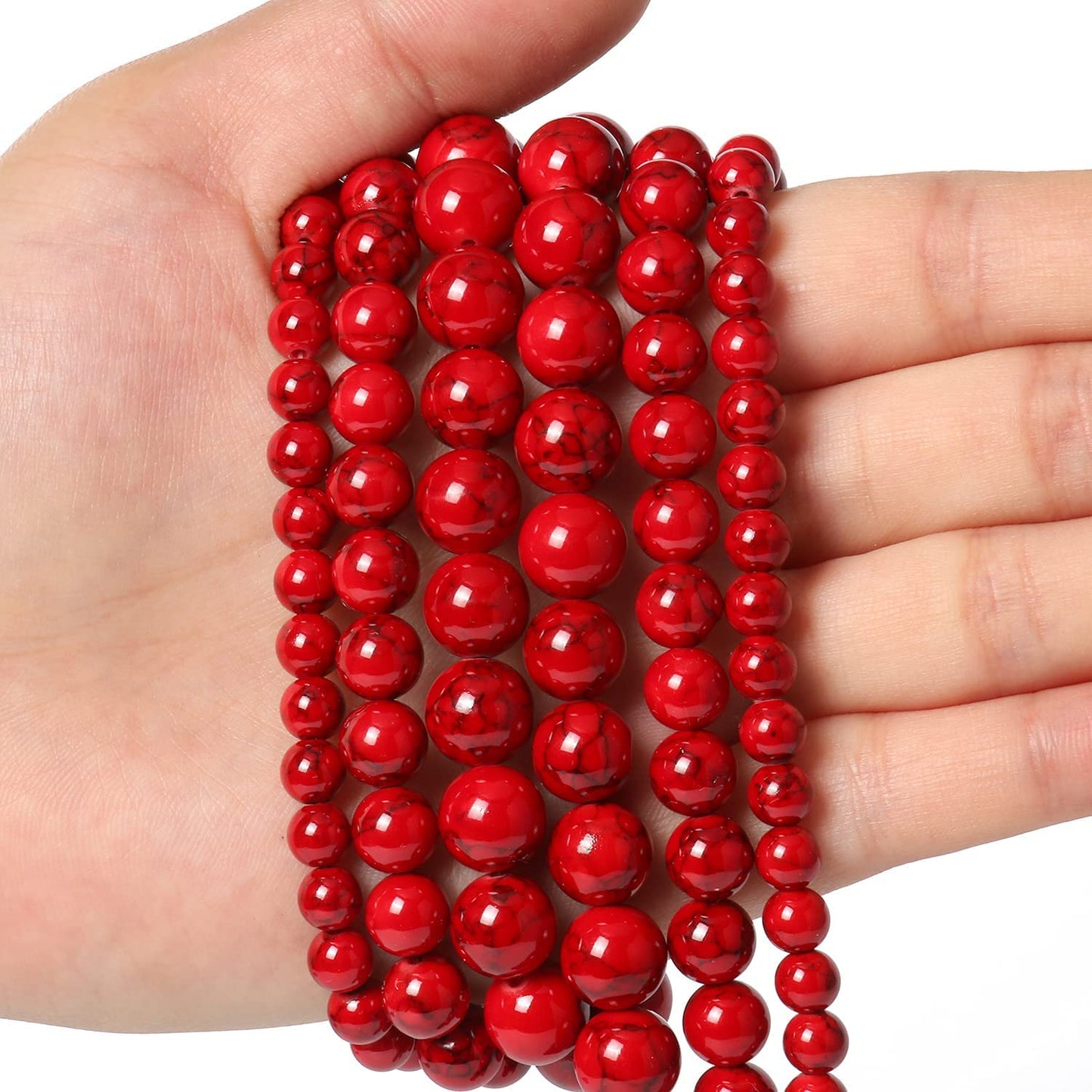 Beads for Bracelets Red Beads 6MM Beads Red Turquoise Bead Crystal Gemstone Beads for Bracelets, Natural Stone Beads for Jewelry Making About 60pcs