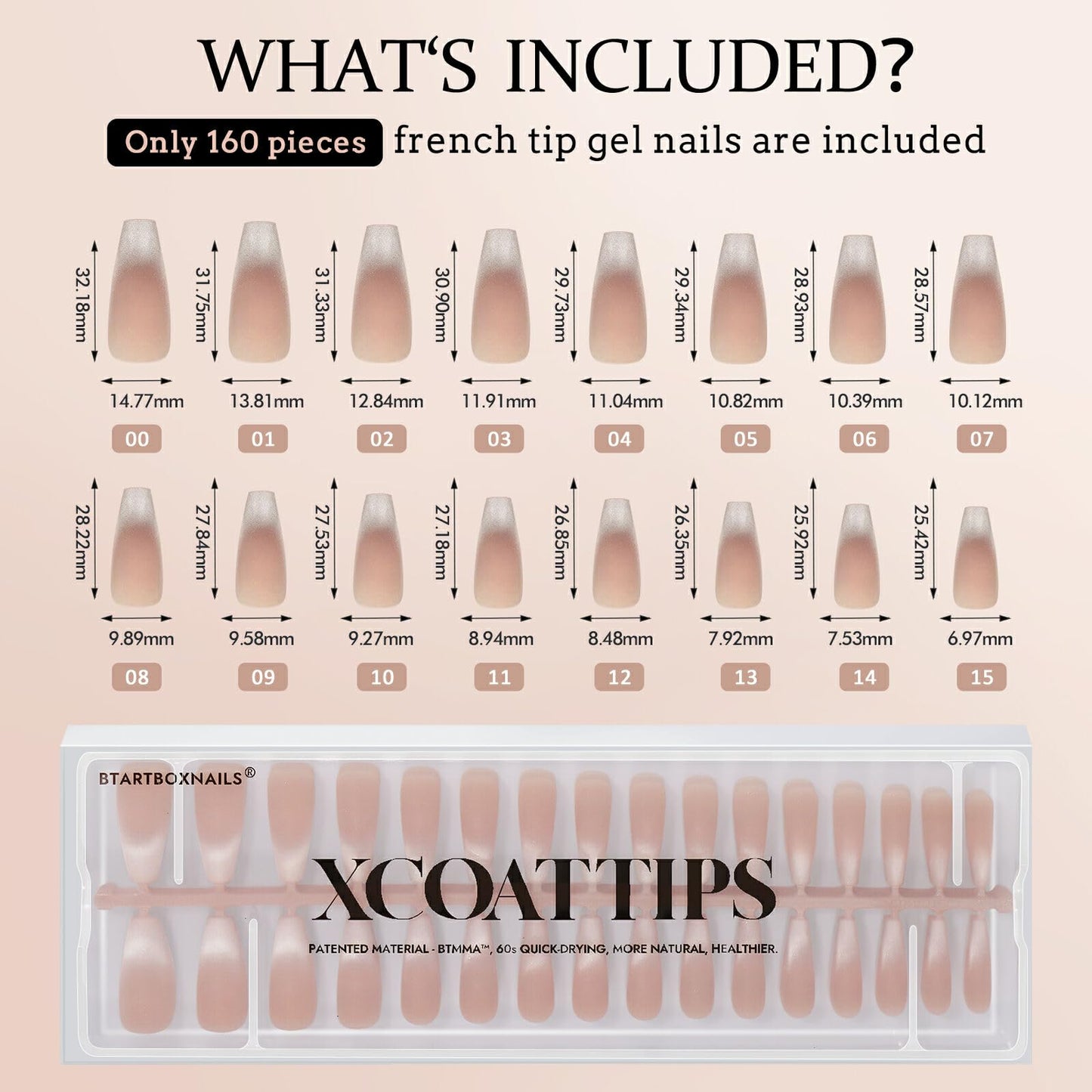 BTArtboxnails XCOATTIPS Press on Nails - Cat Eye French Tip Nails Long Coffin Nail Tips, Soft Gel False Nail, Soak Off Acrylic Fake Nails Extensions