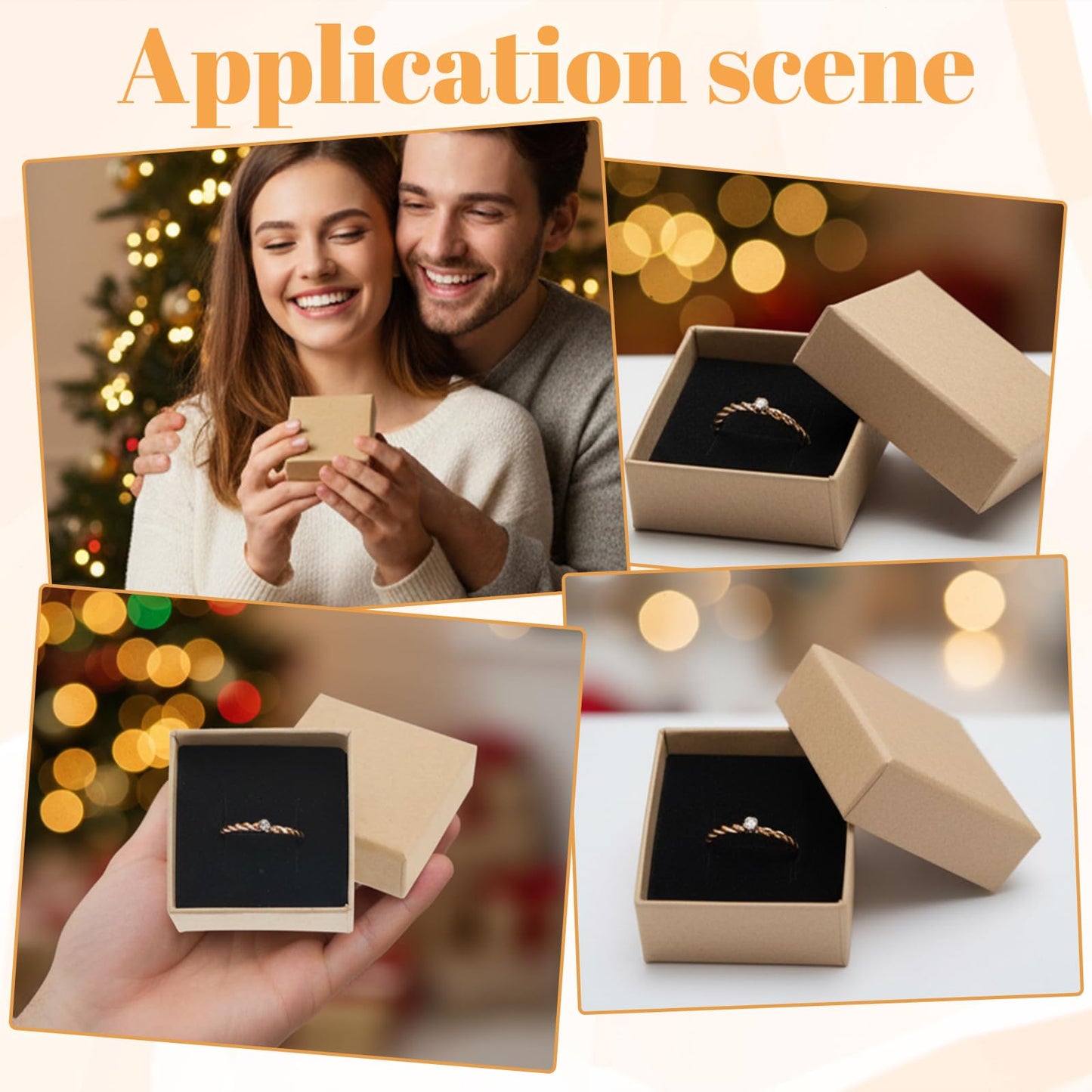 Kegeeei 60 Pack Cardboard Ring Boxes, 2 x 2 x 1.26 Inch Square Jewelry Gift Boxes With Foam, Bulk Mini Earring Packaging For Weddings, Birthdays, and Retail Display, Brown