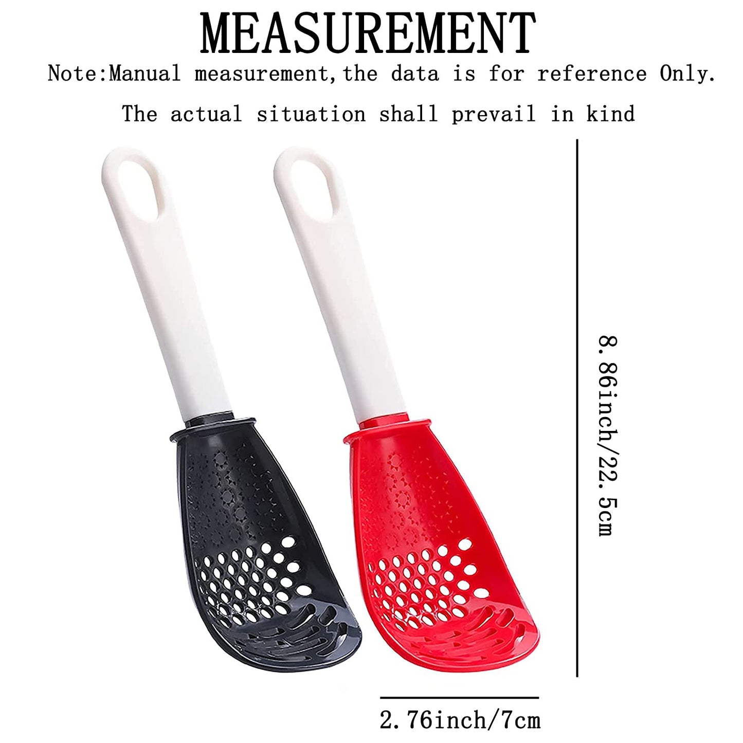 6in1 Multifunctional Kitchen Cooking Spoon- Kitchen Gadgets Strainers for egg yolk Separator- Grater Masher- Colander Skimmer Scoop- for Mashing, Grating, Draining, Heat Resistant (3Pcs black)
