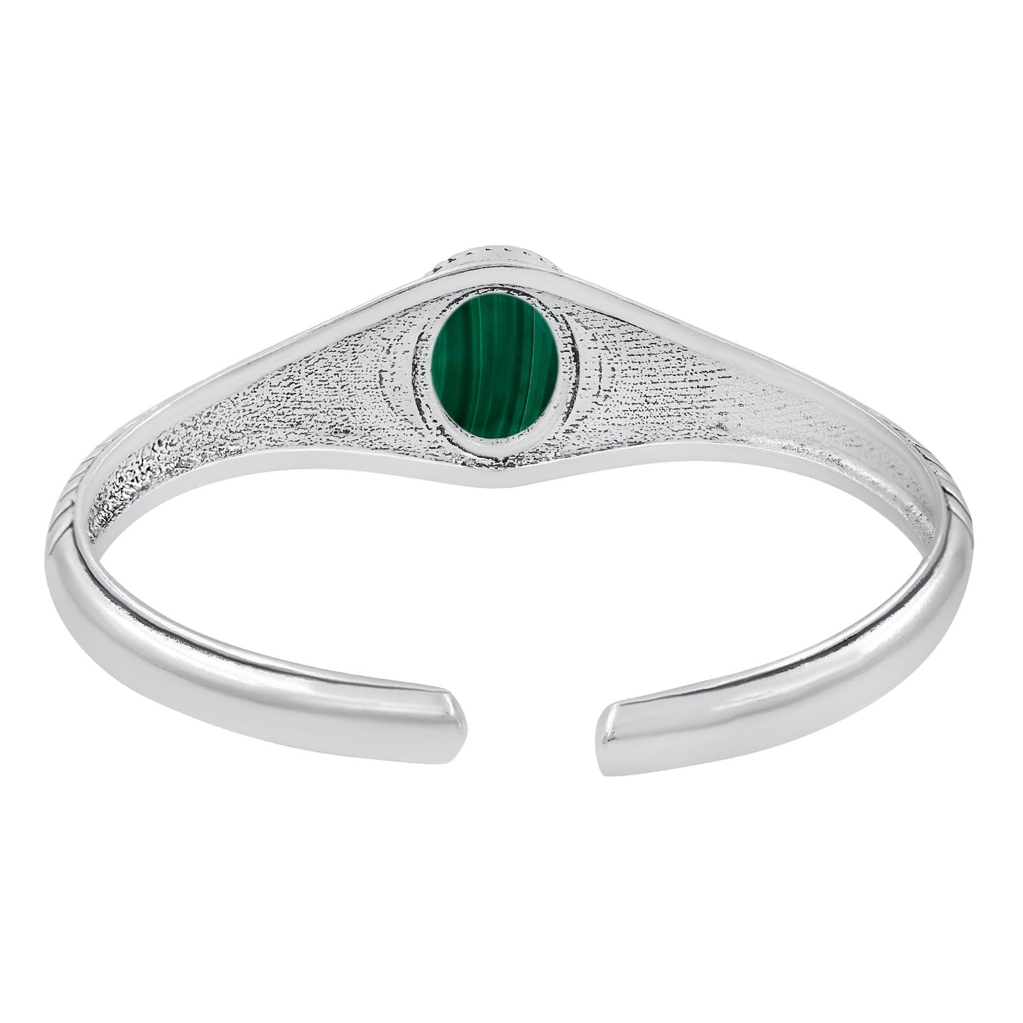 Malachite Cuff Bangle Bracelet for Men Women – Handmade 925 Silver Plated Adjustable Boho Jewelry – Natural Gemstone April Birthstone Bangle – Elegant Gifts for Birthday Anniversary
