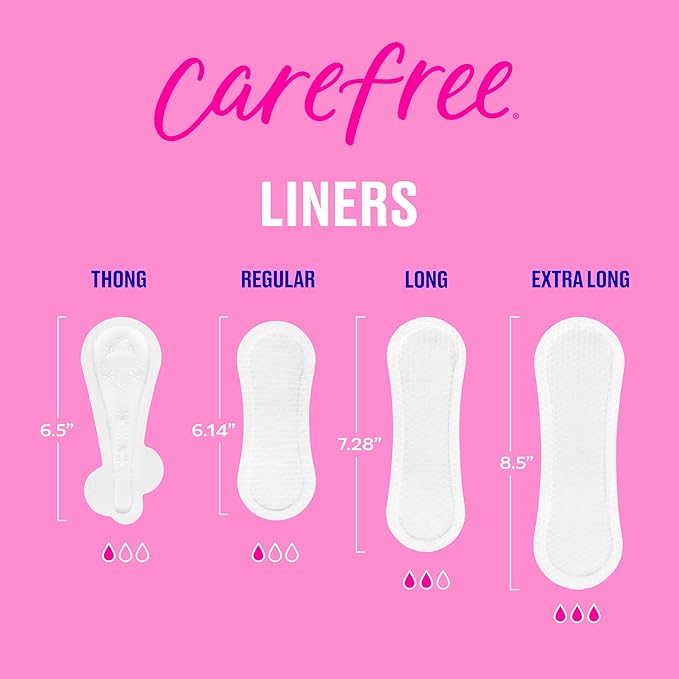 Carefree Panty Liners for Women, Thong Liners, Unwrapped, Unscented | Pantiliners, Carefree Liners, Daily Liners for Women, Light Periods and Leaks | 196ct (4 Packs of 49ct) (Packaging May Vary)