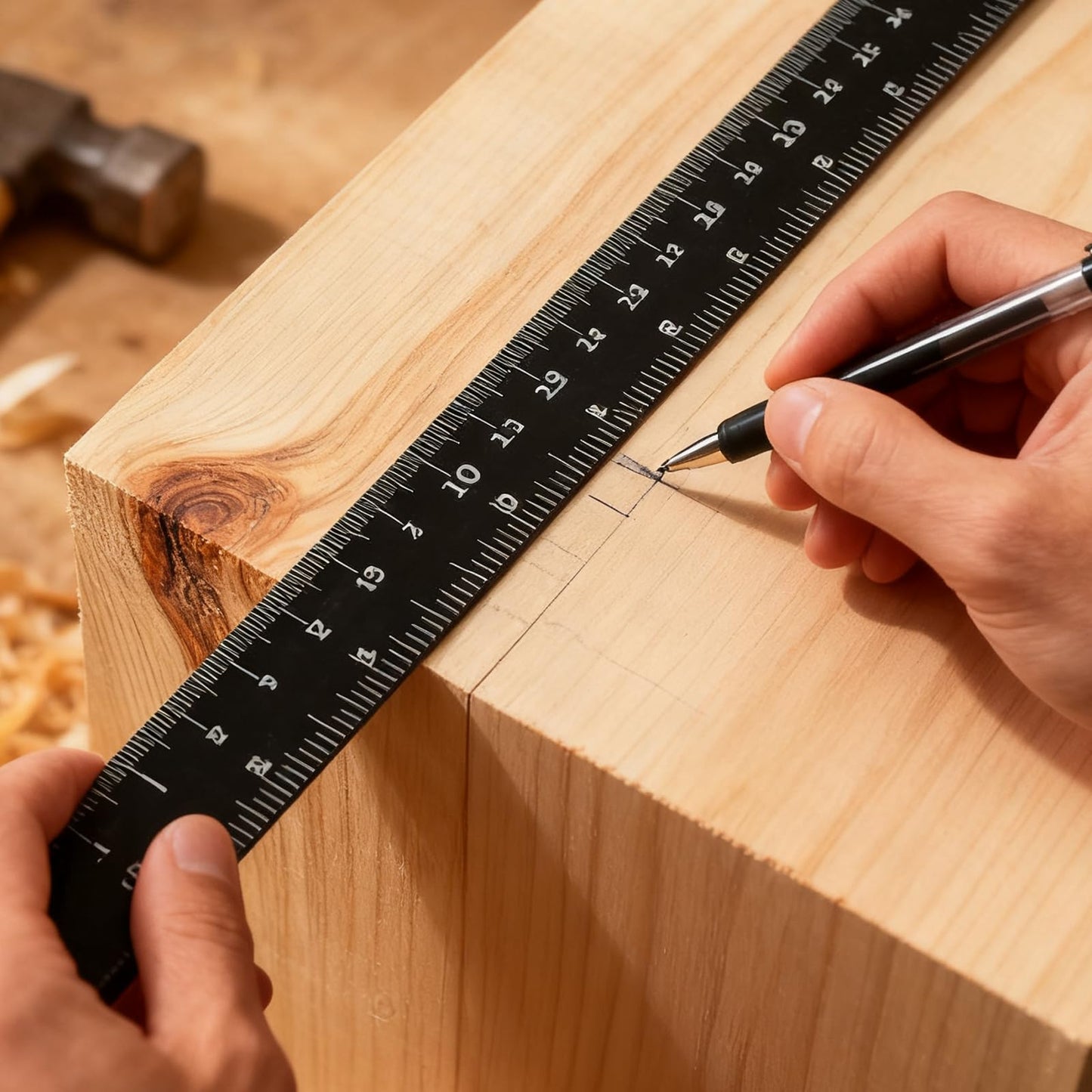 HAKZEON 30 Pack Metal Ruler Set 6/8/12 Inch with Conversion Table, Black Aluminum Alloy Rulers, Straight Edge Ruler Set for Office Engineering, Measuring and Drafting