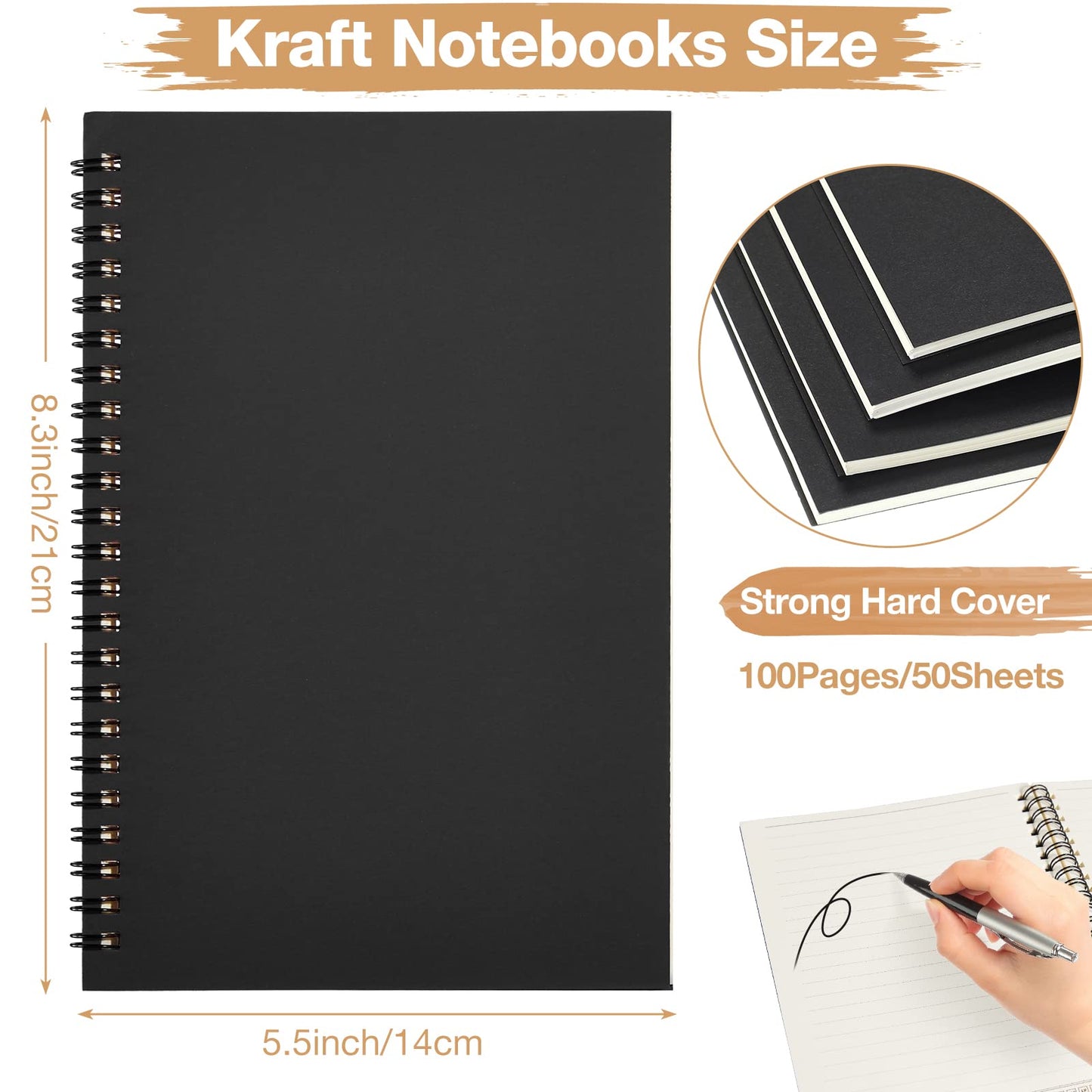 Epakh 36 Pack Blank Spiral Notebook Unlined Notebook Bulk A5 Soft Cover Students Sketchpads Memo Notepad for Drawing Art Back to School Gifts 100 Pages/ 50 Sheets, 8.3 x 5.5 Inches(Black)