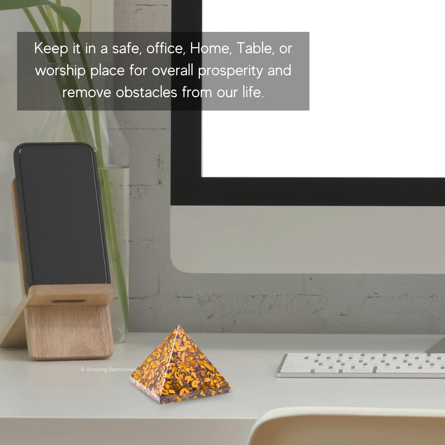 Amazing Gemstone Fruit Jasper Pyramid Crystal Healing Stones - 1.5" Great Pyramid Figurine of Natural Stone Pyramid for Meditation, Reiki, Chakra Balancing and Crystal Pyramids Grid