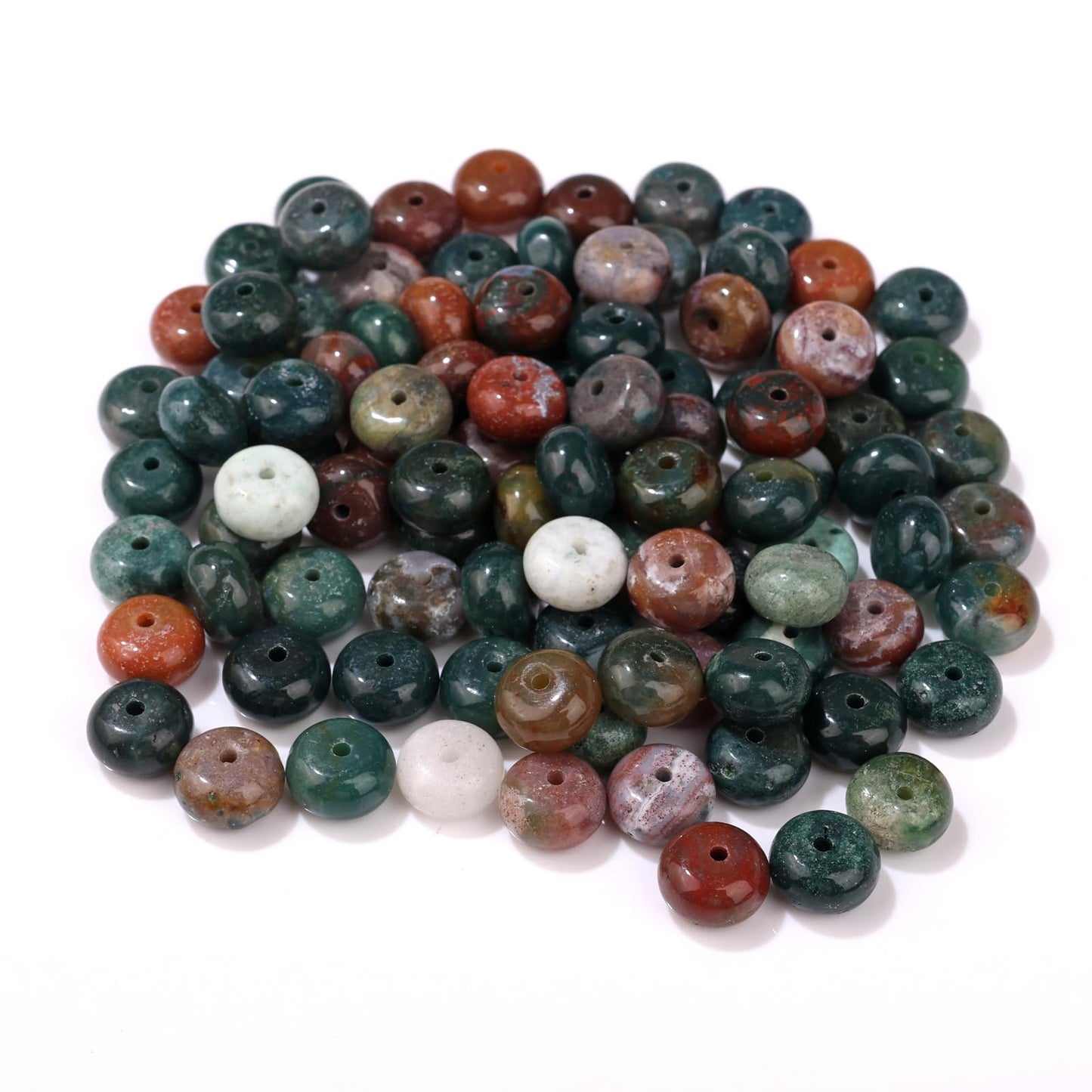 Raicegs 100pcs 5×8mm Rondelle India Agate Beads Natural Gemstone Beads Abacus Disk Stone Loose Beads for Jewelry Making DIY Bracelets Necklace