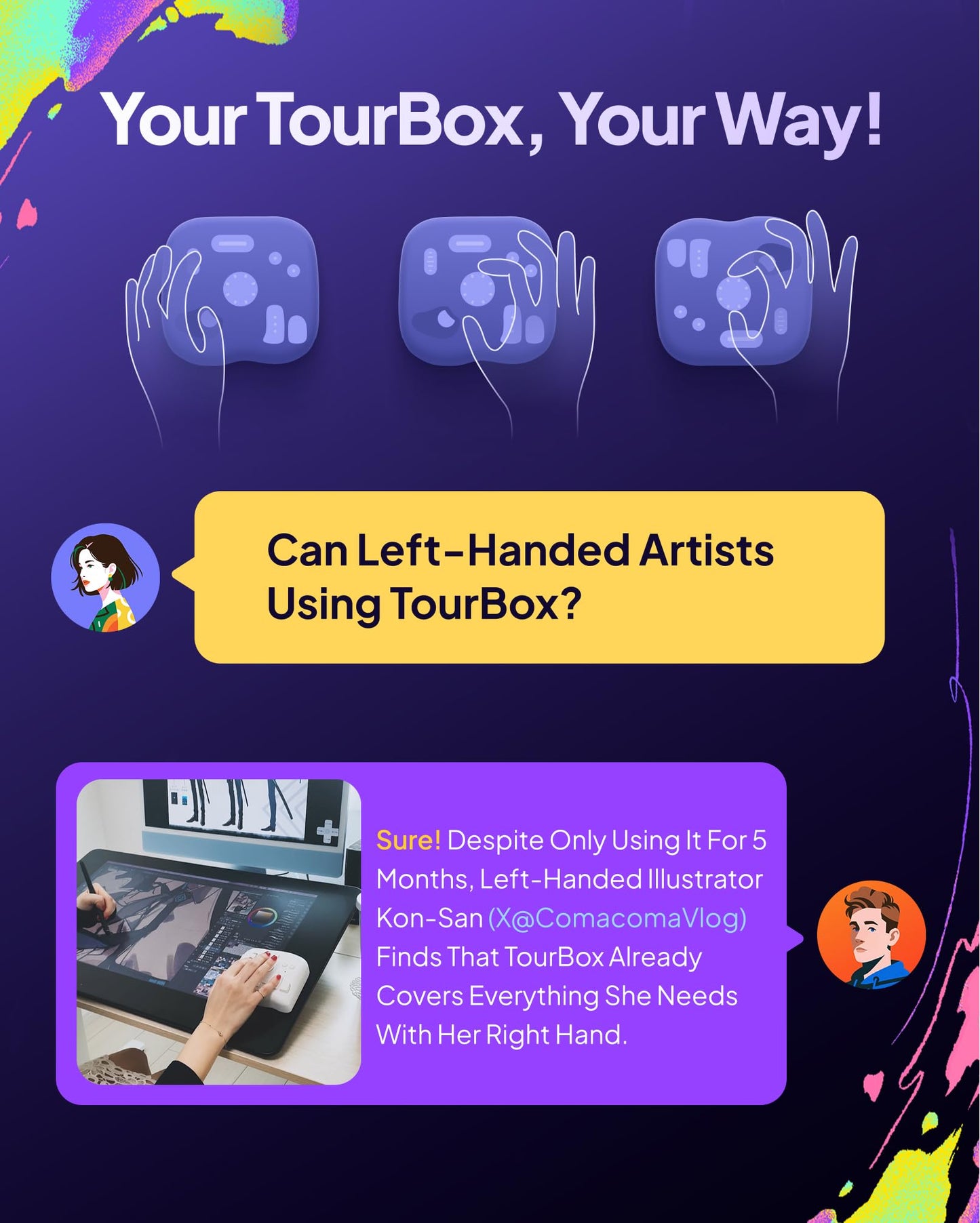 TourBox Lite - Editing Keyboard Compact, Artists Go-to Drawing Macro Keypad, Works with Photoshop, CSP & More, Creative Controller with Custom Software, Streamline All Workflows - Wired Only