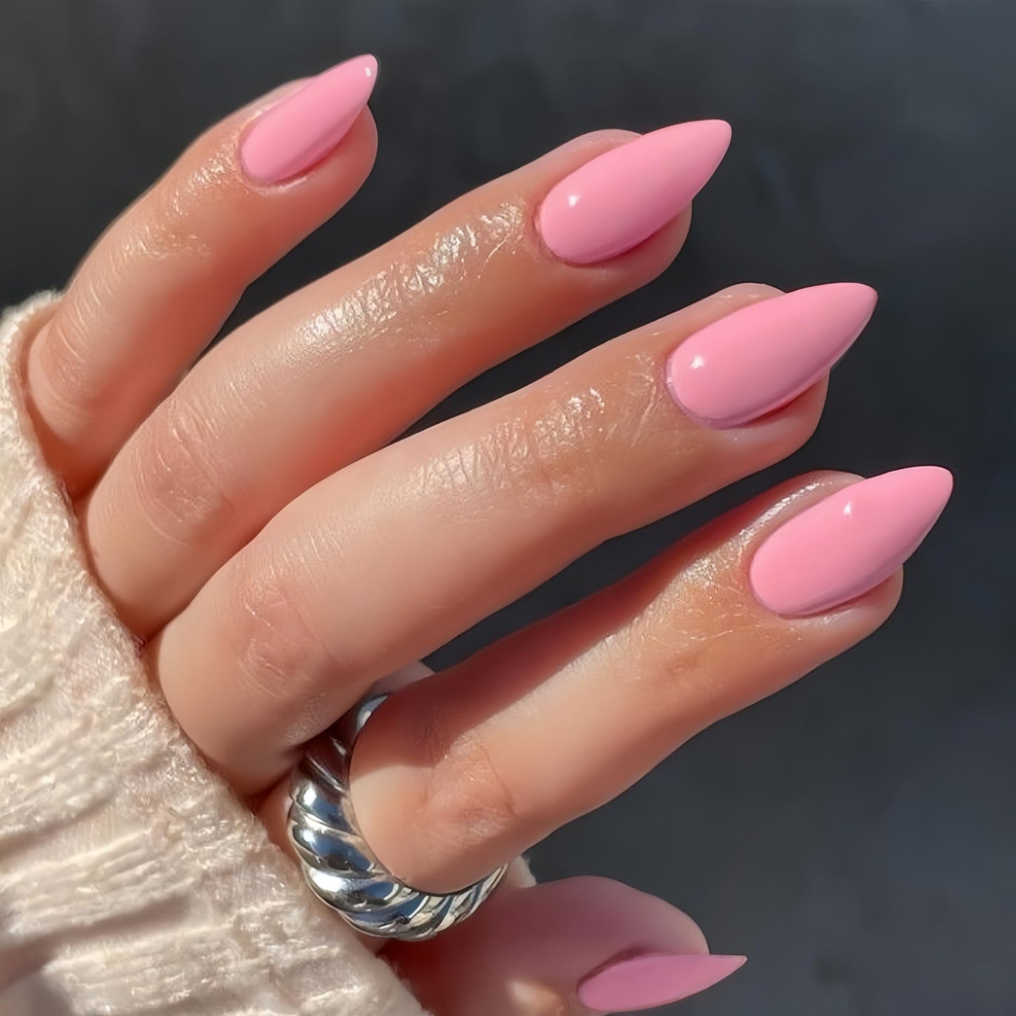 KQueenest Baby Pink Press on Nails Short Almond, 30 Pcs Spring Thick Fake Nails Short Acrylic Nails Press on Natural Fit Short Almond Nails Glue on Reusable Stick on Nails For Women