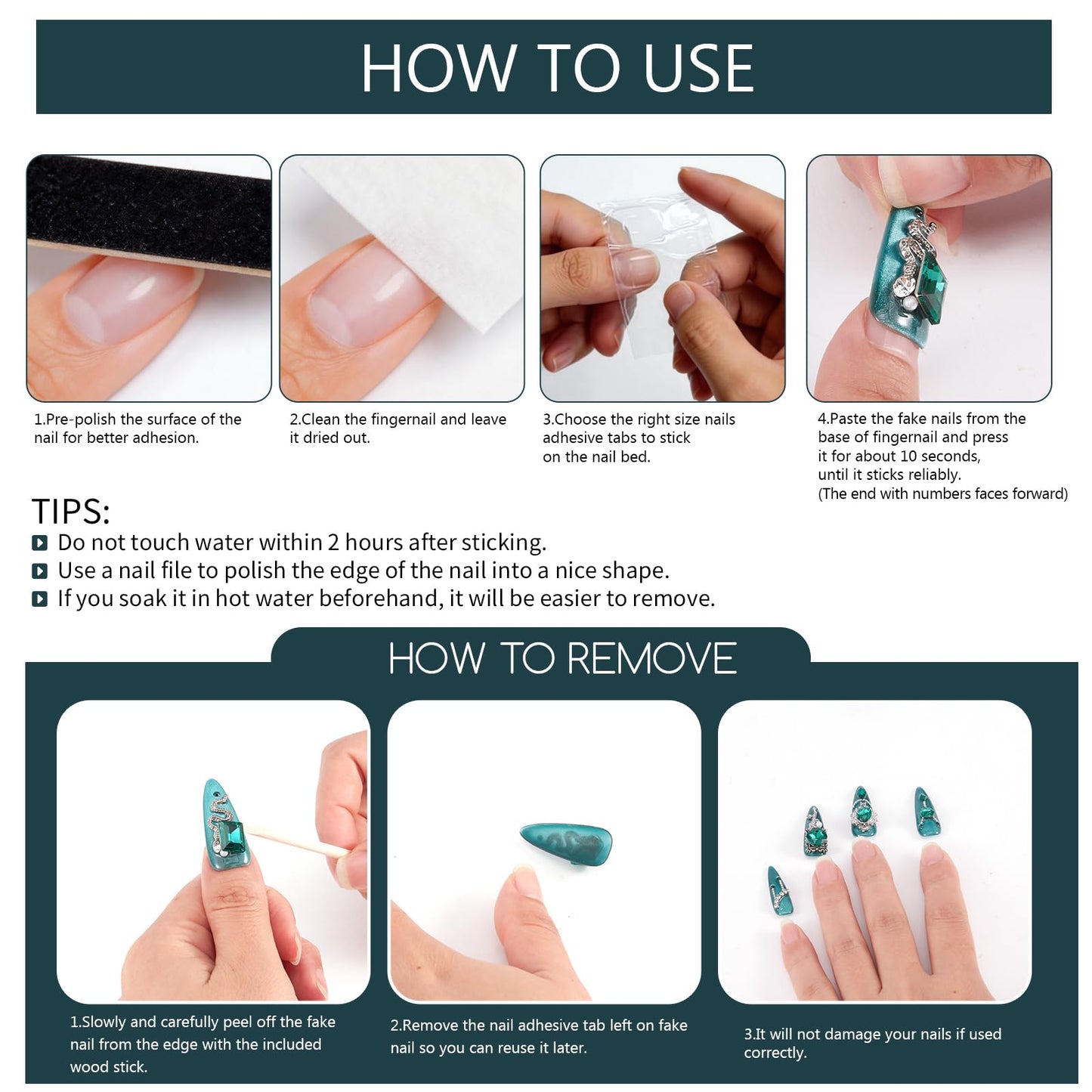 SILPECWEE 10PCS Almond Press on Nails Medium Green Cat Eye Fake Nails with Green Gem Alloy Nail Charms, Handmade Acrylic Long Press ons Nails for Women Manicure Supplies