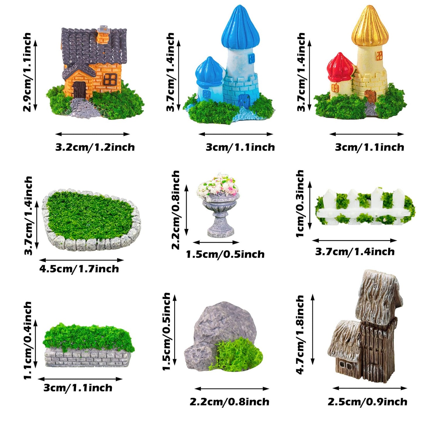 Woohome Fairy Garden Kits 45 PCS Miniature Garden Accessories Micro Landscape Miniature Figurines for DIY Micro Landscape Ornaments