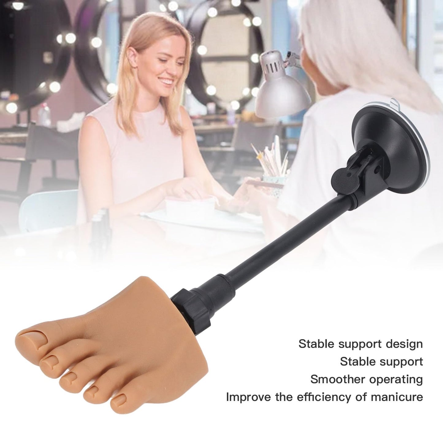 Silicone Nail Practice Trainning Foot with Stand, Flexible Bendable Nails Tip Half Foot Model, Manicure Mannequin Fake Foot Pedicure for Salon Art Training Display (Left Foot)