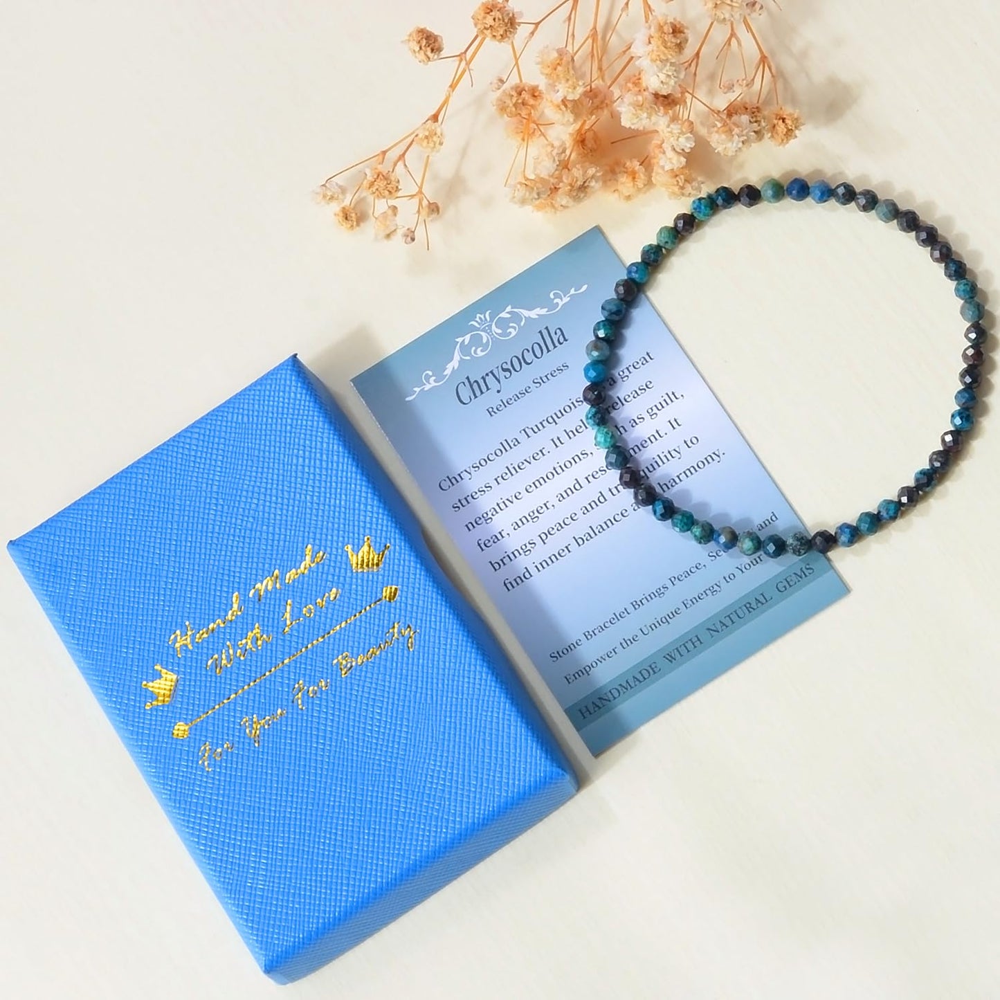 MASSIVE BEADS Natural Genuine Gemstone Beads Healing Crystal Chakra Reiki Jewelry Faceted Round Beads Bracelets (Chrysocolla, 3mm)