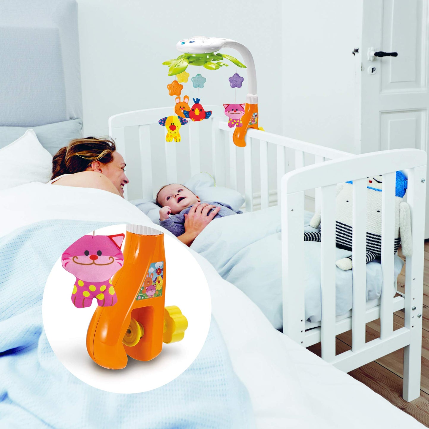 Baby Crib Mobile with Music and Lights - Rotating Musical Mobile for Crib with Star Projector, Calming Lullabies, Nature Sounds - Nursery Crib Toys for Newborn Boys and Girls Ages 0-5 Months