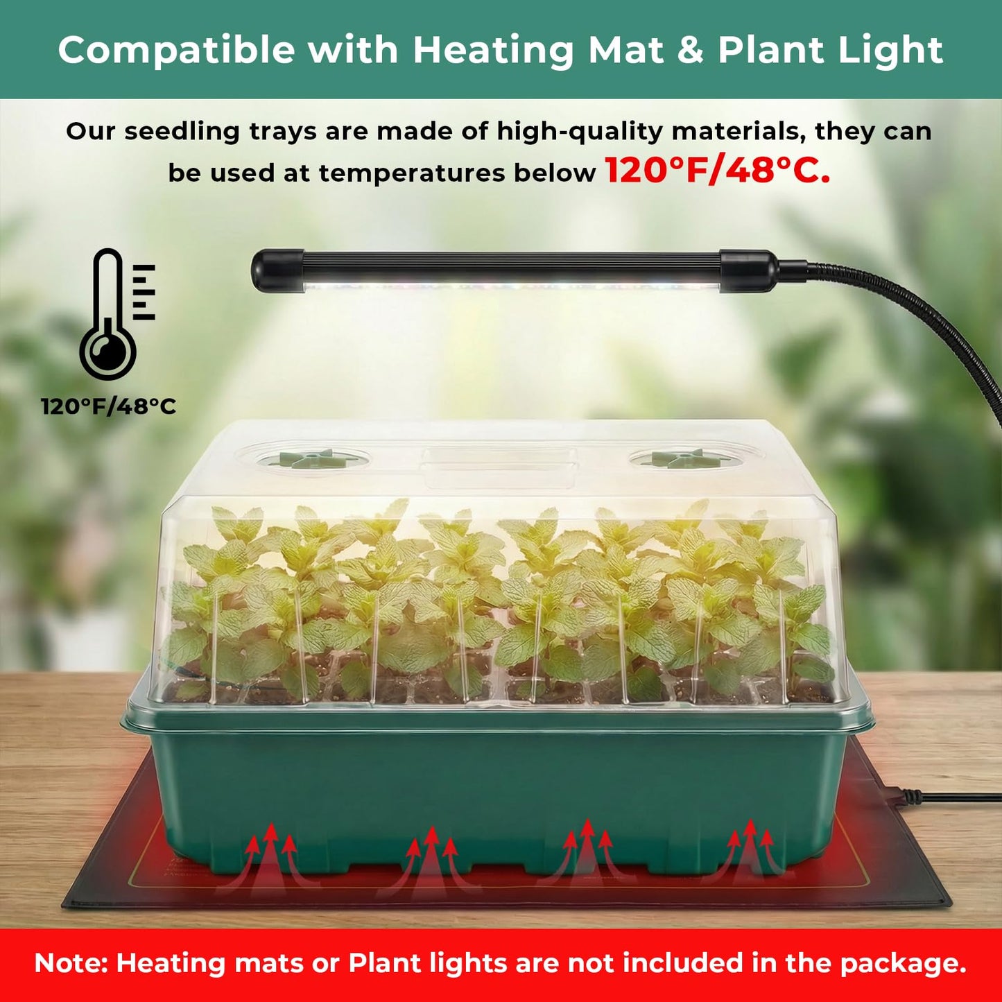 Hanaoyo Self-Watering Seed Starter Tray 2 Packs, 96 Cells Seed Starter Kit with Humidity Vented Domes and High Lid, Germination Kit for Indoor Greenhouse Seed Starter