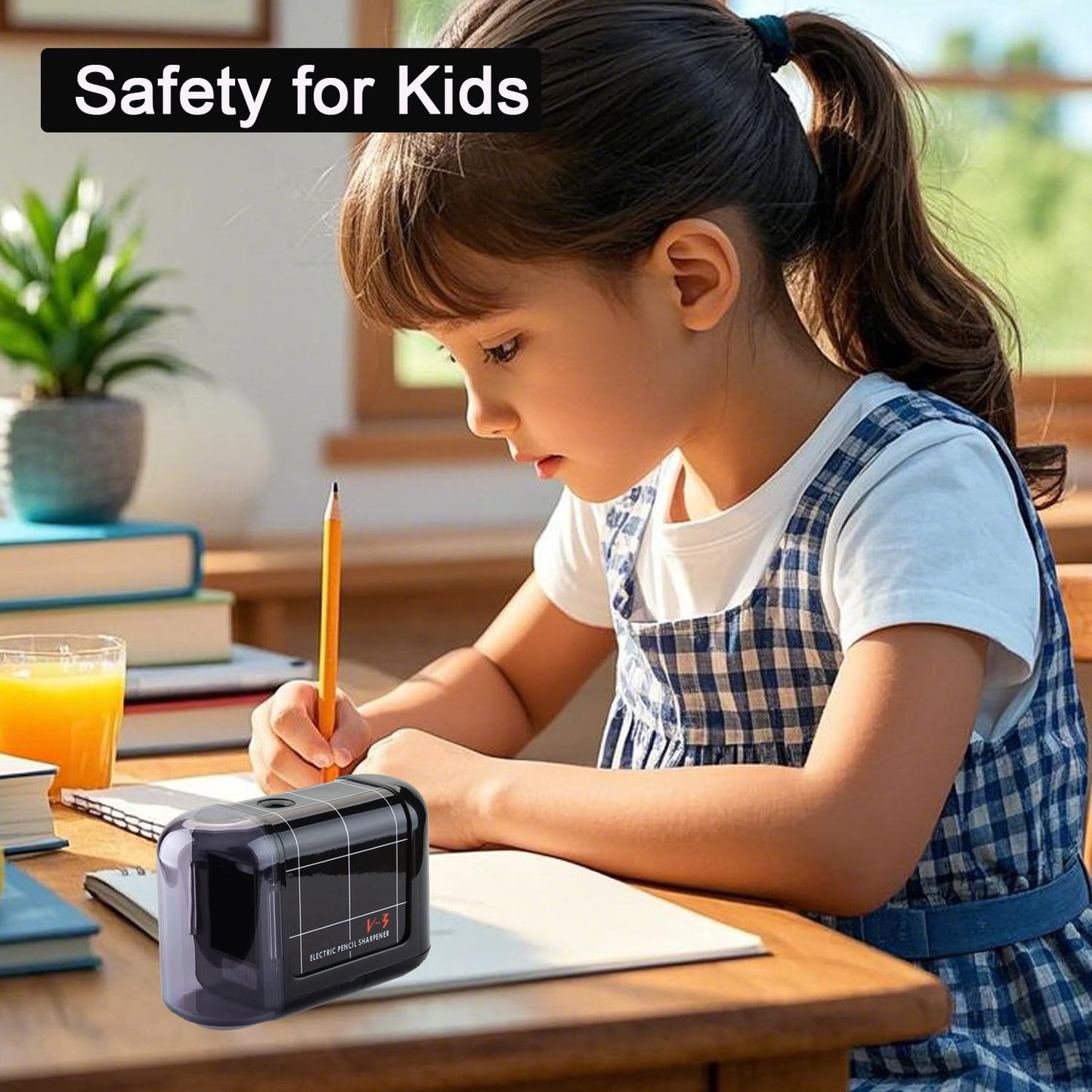 Battery Operated Electric Pencil Sharpener, Portable Pencil Sharpener for Kids, for No.2/Color Pencils (6-8mm), School, Home, Office, Classroom(Black)