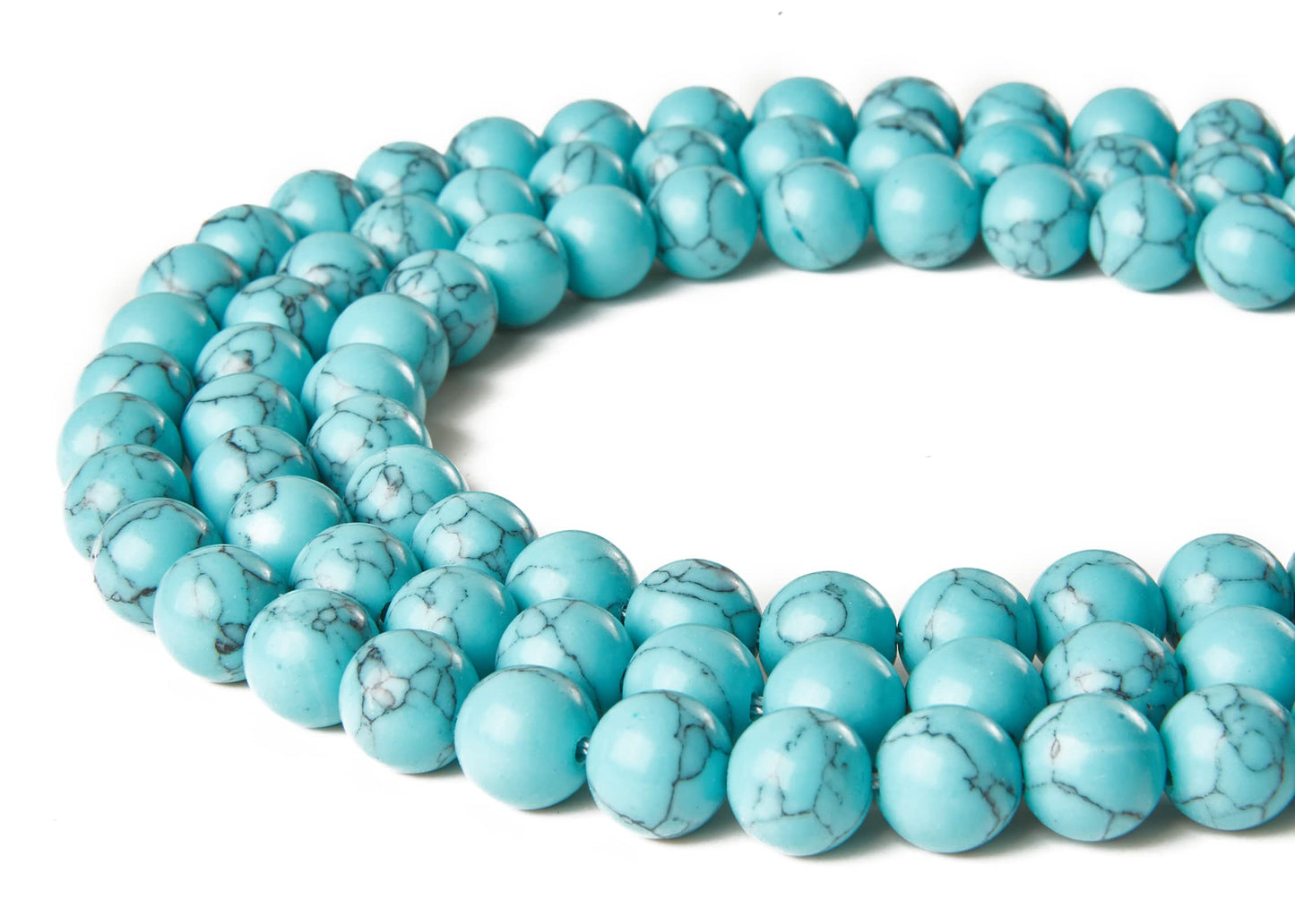 100pcs 8mm Blue Turquoise Beads Natural Gemstone Beads Round Loose Beads for Jewelry Making