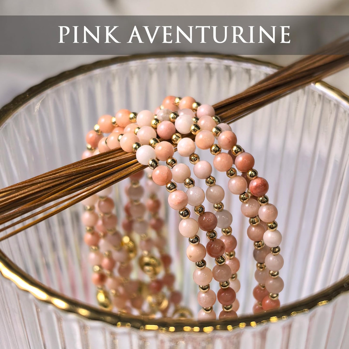 Morchic 3mm Pink Aventurine Natural Gemstone Beaded Bracelet for Women, Dainty Tiny Charm Jewelry, Adjustable 7.1-8.6", Ideal Birthday Holiday Gift