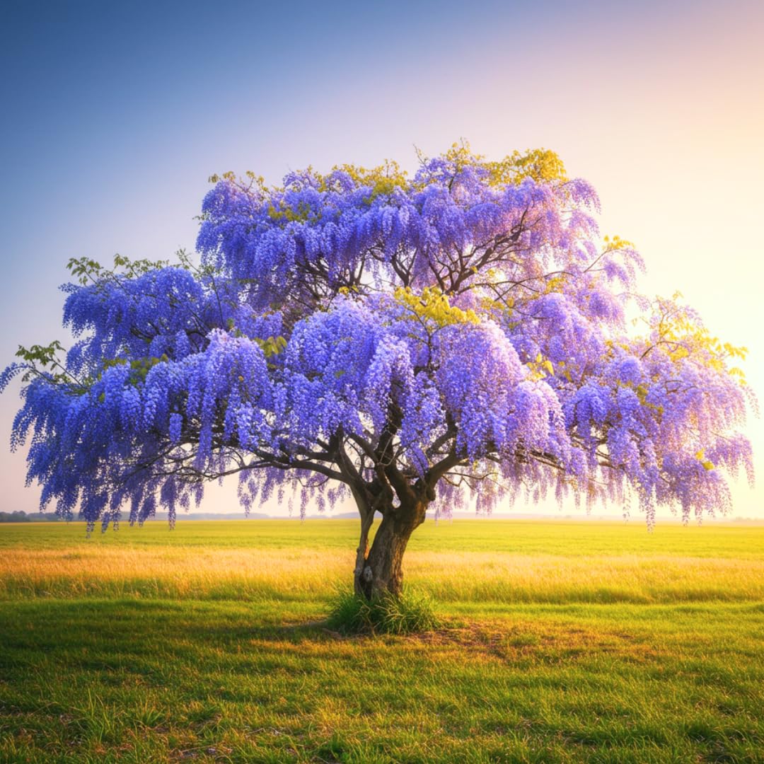 Purple Wisteria Tree Seedling – 1-Year-Old Well-Rooted Blooming Vine Plant – Fast-Growing Climbing Tree for Trellises, Pergolas, or Garden Landscaping