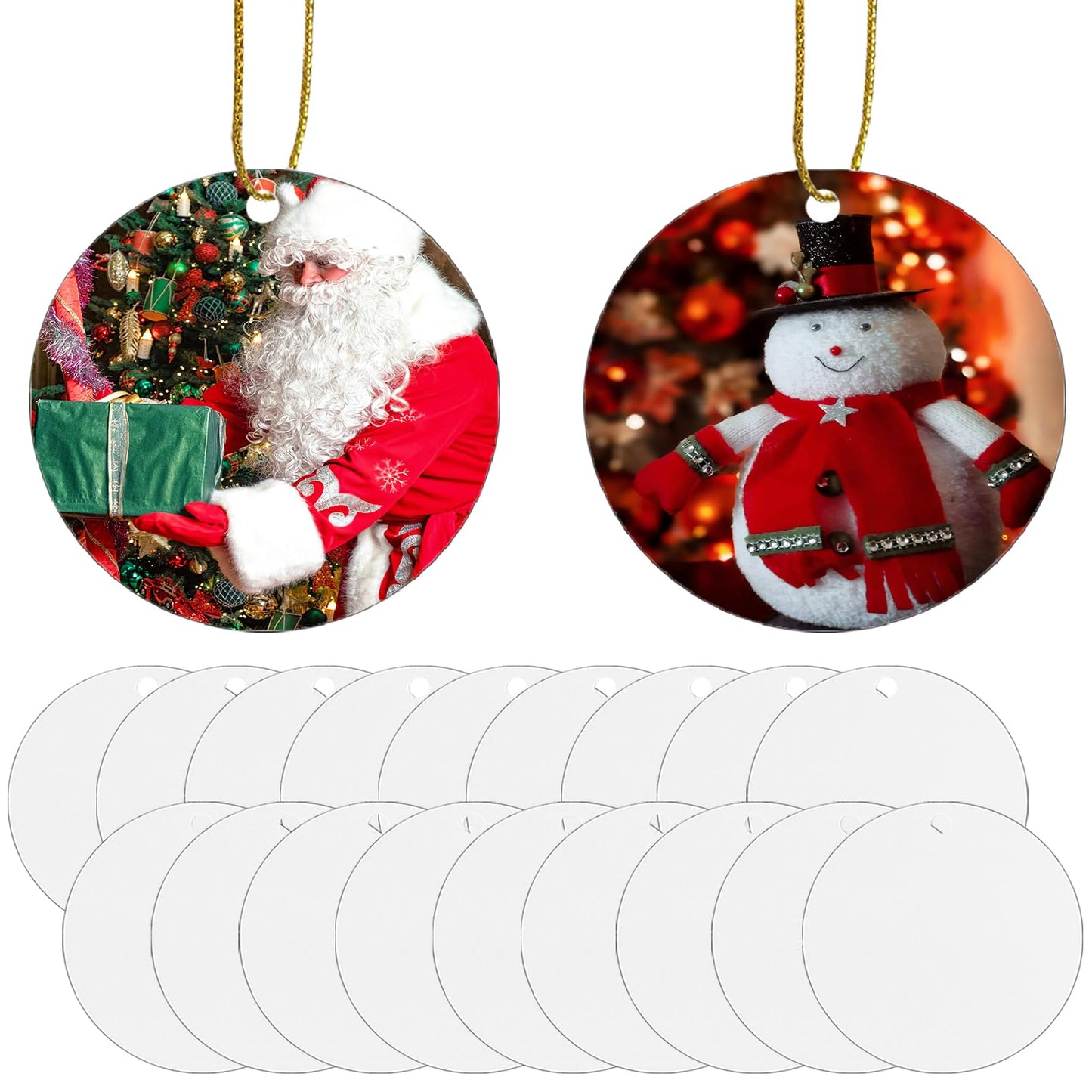 3.5 inch Metal Sublimation Christmas Ornaments,Sublimation Blanks Bulk for Heat Press Printing,DIY Handmade Crafts Double Sided Round Sublimation Ornaments 20pcs