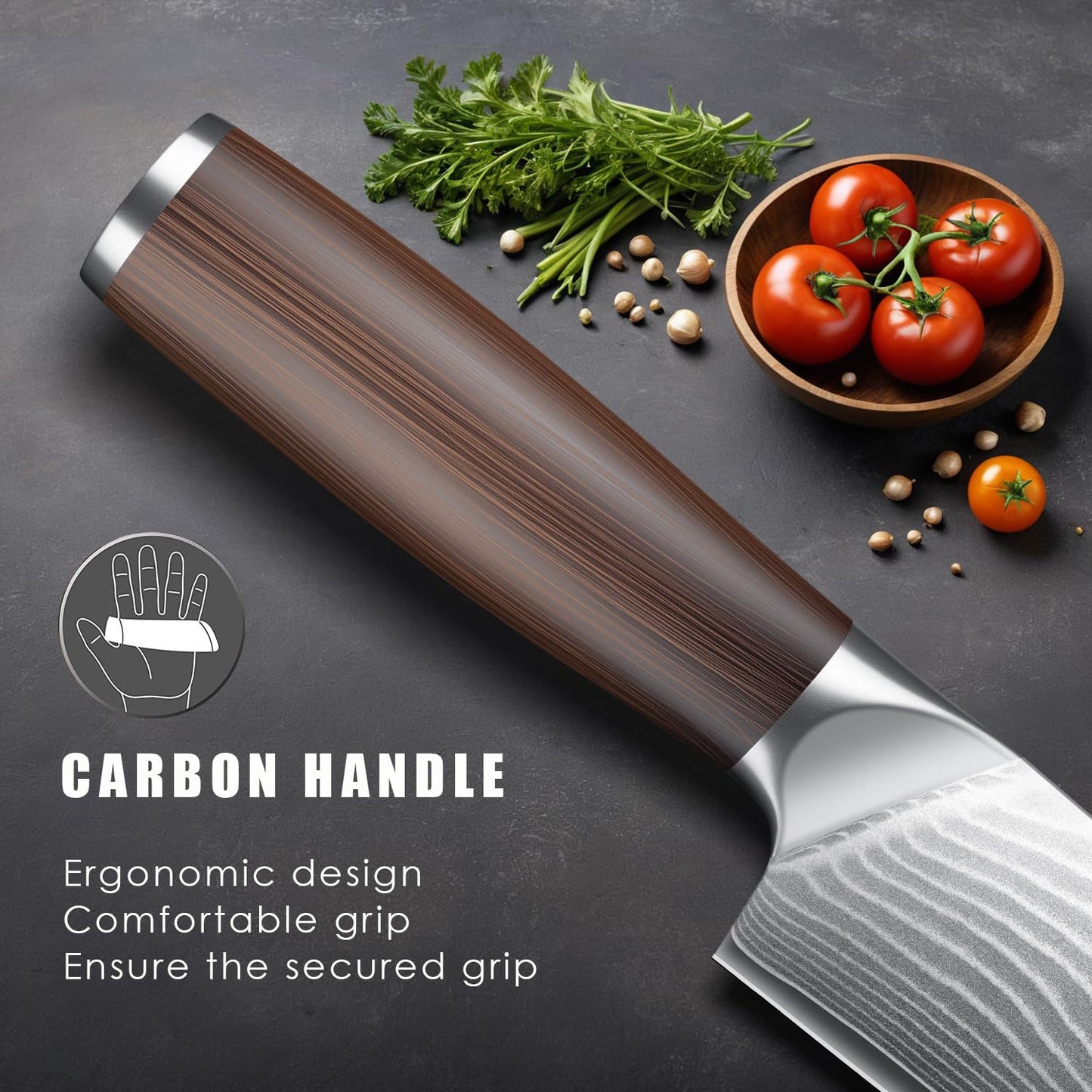 Chef Knife 8 Inch, Professional Damascus Japanese VG10 Damascus Steel Super Sharp Kitchen Knife, G10 Ergonomic Color Wooden Handle with Luxury Gift Box
