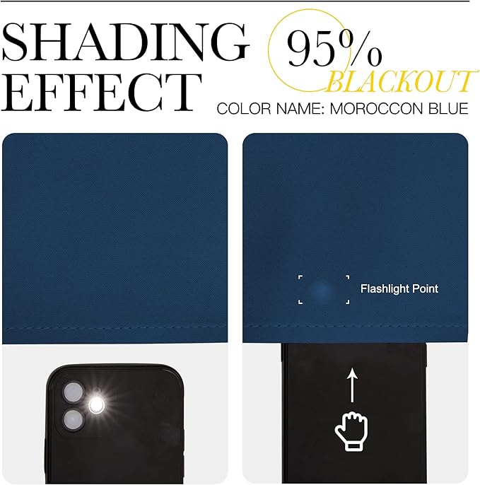 NICETOWN Bedroom Curtain Panels Blackout Draperies, Thermal Insulated Solid Grommet Blackout Curtains/Drapes (Moroccan Blue, 1 Pair, 55 by 68-inch)