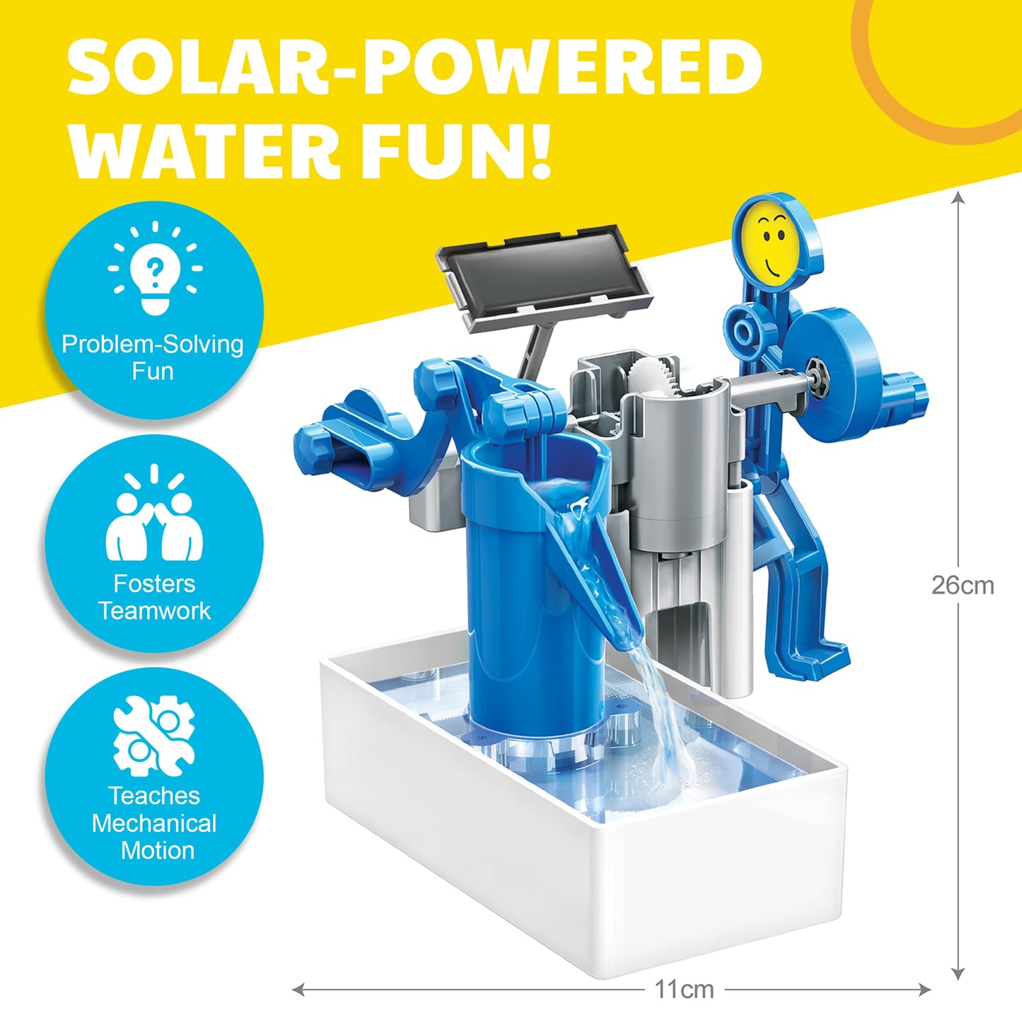 Green Science - Hybrid Solar Power Water Pump - Dual Power STEM Toys Educational Kit for Kids - Solar and Battery Operated Pumping System - Solar Robot - DIY Science Experiment Toy for Learning & Fun