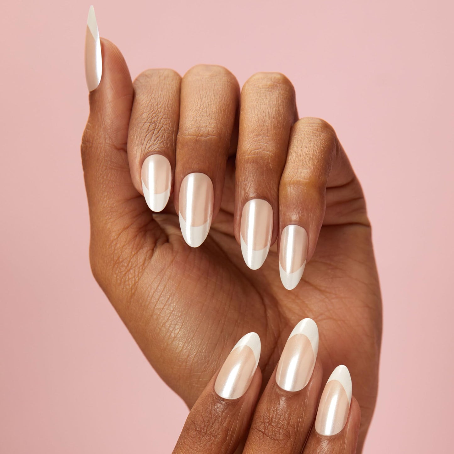 Dashing Diva Nailbliss Glazed Donut Gel Manicure Set - French Glaze - Salon Quality, Easy to Apply and Chip Resistant - Contains 30 Medium Length, Almond Shaped, Glue On Gel Nails