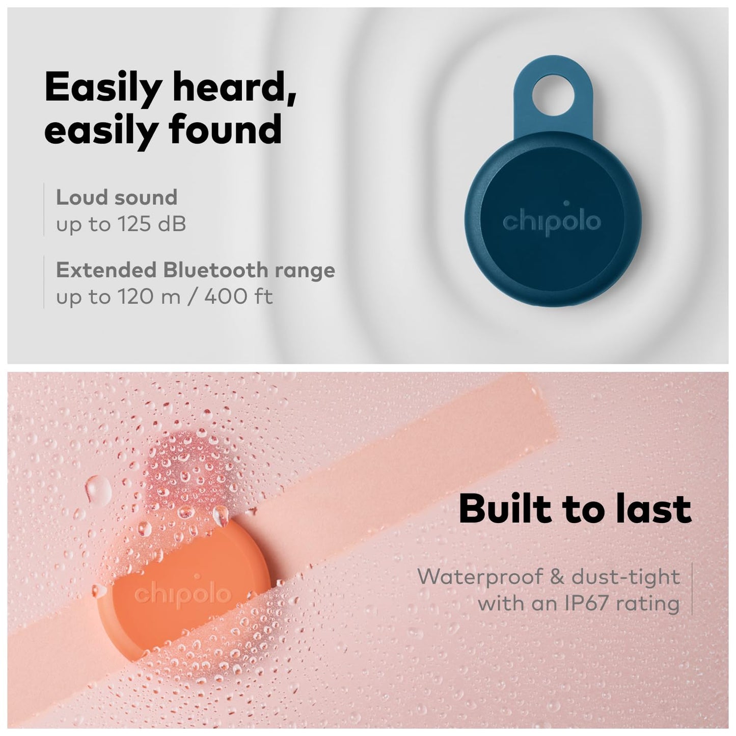Chipolo LOOP - Rechargeable Bluetooth Tracker for Key and Pocket Location, Compatible with Apple or Google, Call Your Phone & Out of Range Alerts for Android