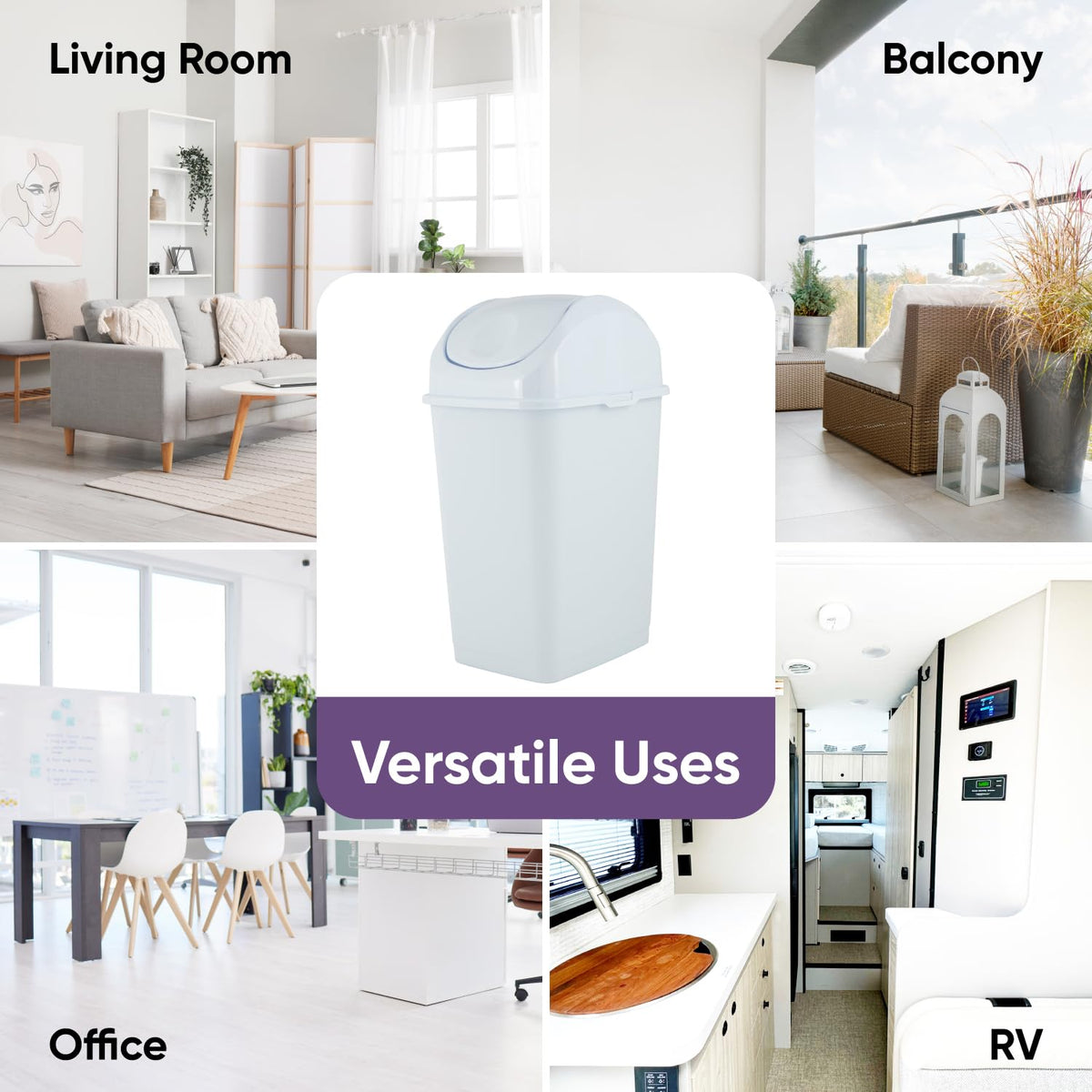 Kitchen Trash Can with Swing Top Lid 9 Gallon Slim Waste Bin 37 Qt Sturdy Plastic Garbage Can Medium Recycling Bin for Office