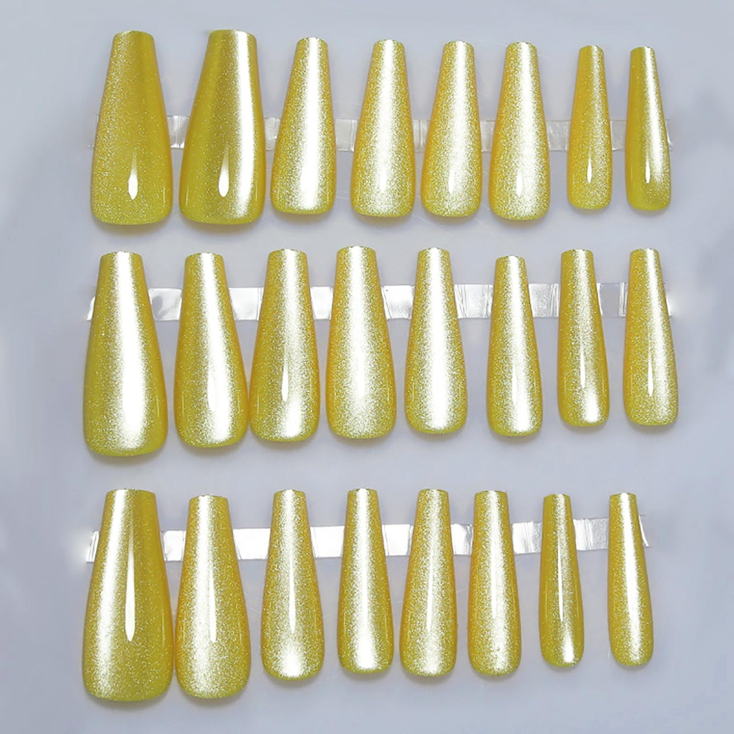 Handmade Press on Nails - Lemon Yellow Fake Nails | Velvet Effect Design Summer Nails | Glossy,Glitter,Gradient Color,Reusable Long Acrylic Nails | 12 Sizes - 24 Nail Kit with Jelly Glue