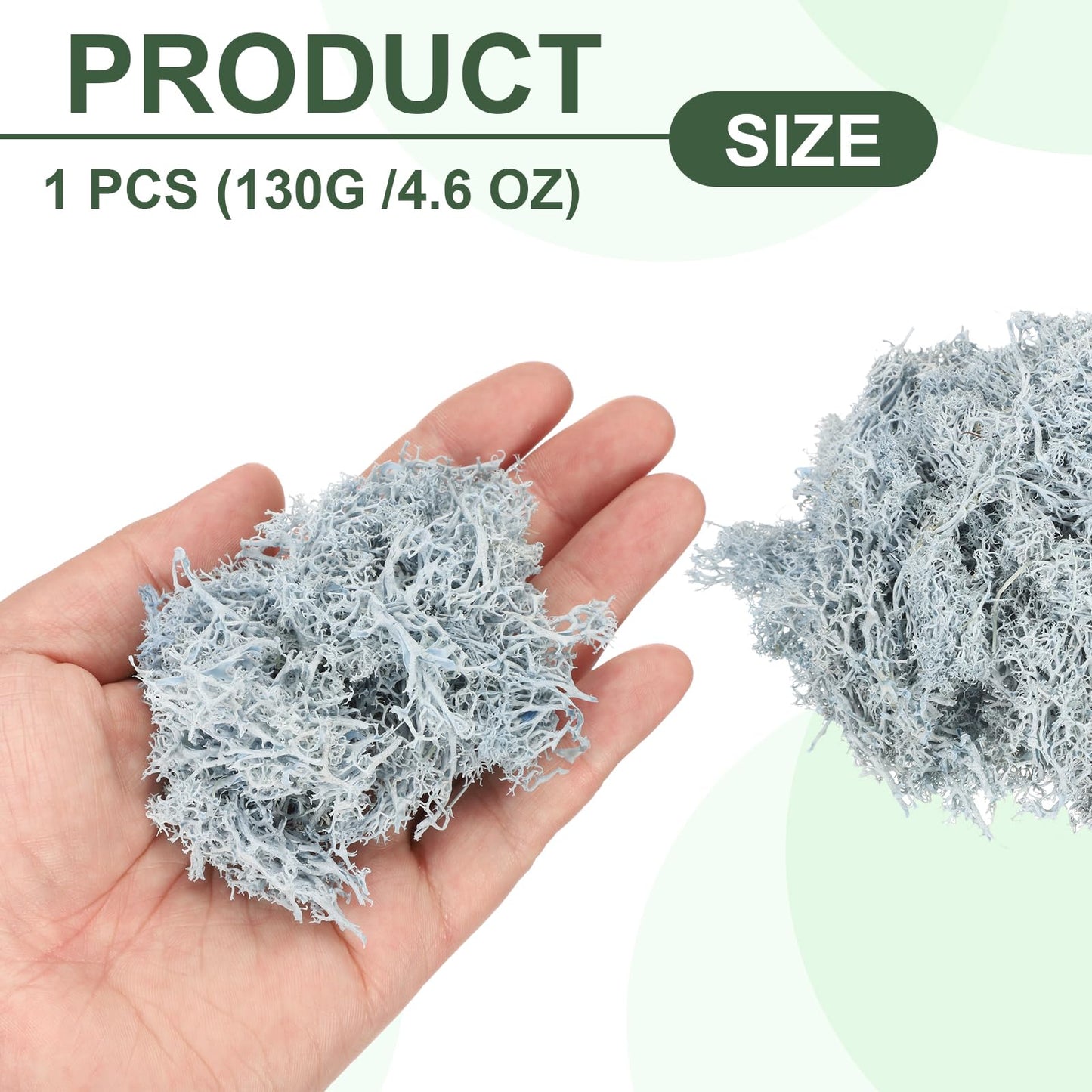 MECCANIXITY 4.6oz Preserved Reindeer Moss, Light Blue Decorative Artificial Fake Moss for Potted Plants Indoor Crafts Lichen Centerpieces Decor