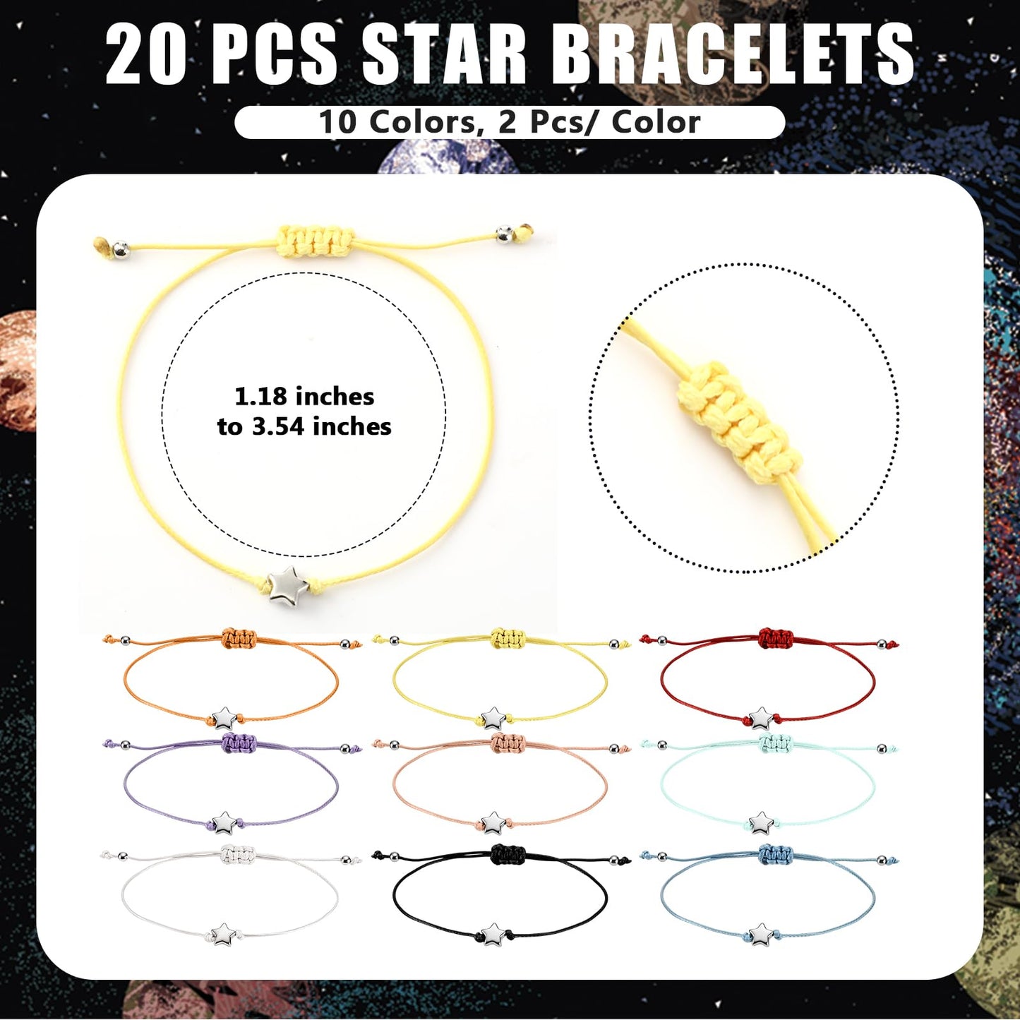 Sayglossy 20 Sets Inspirational Pens, Star Bracelets and Space Planet Bookmarks Gifts for Galaxy Students Gift Party Favors Classroom Supplies