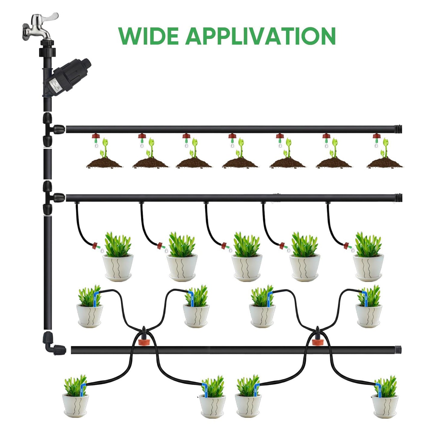 0.25 GPH Pressure Compensating Drippers for Garden System: Self-Cleaning Constant Flow Drippers for 1/4 Inch Drip Irrigation Tubing - Drip Irrigation Emitters for Drip Irrigation System Users (60pcs)