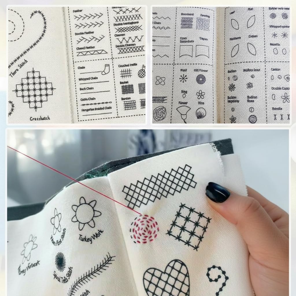 2026New Portable Embroidery Stitch Book Kit,embroidery sampler practice book diy Embroidery for beginners with instructions Gift for Easter All-Scenario Stitch Guide for Adults & Craft Lovers (1 Set)