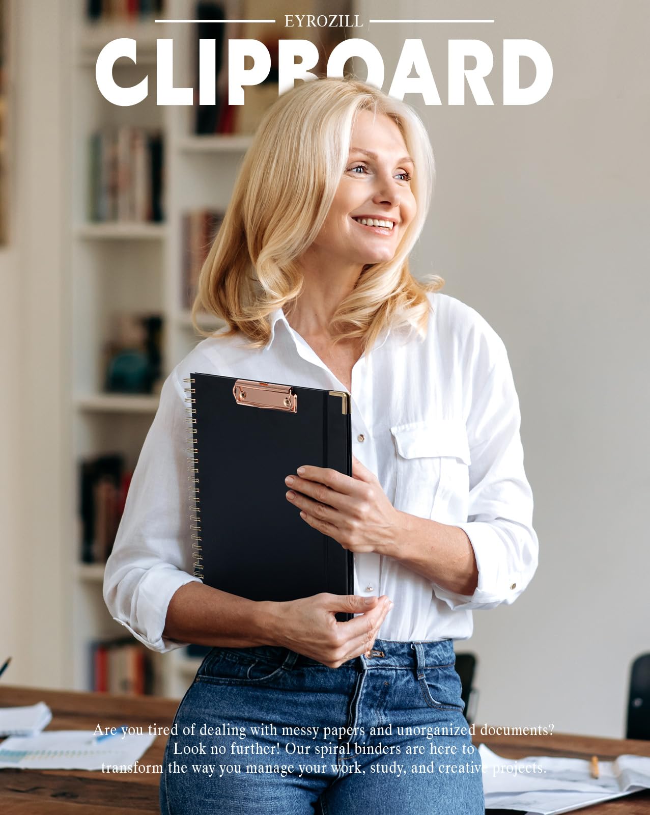 EYROZILL Clipboard with Storage, Clipboards for Letter Size, Clip Board with 5 Folders and 10 Pockets, Spiral Cute Clipboard for Office School Nursing, 8.5'' x 11'' (Black, Letter Size)