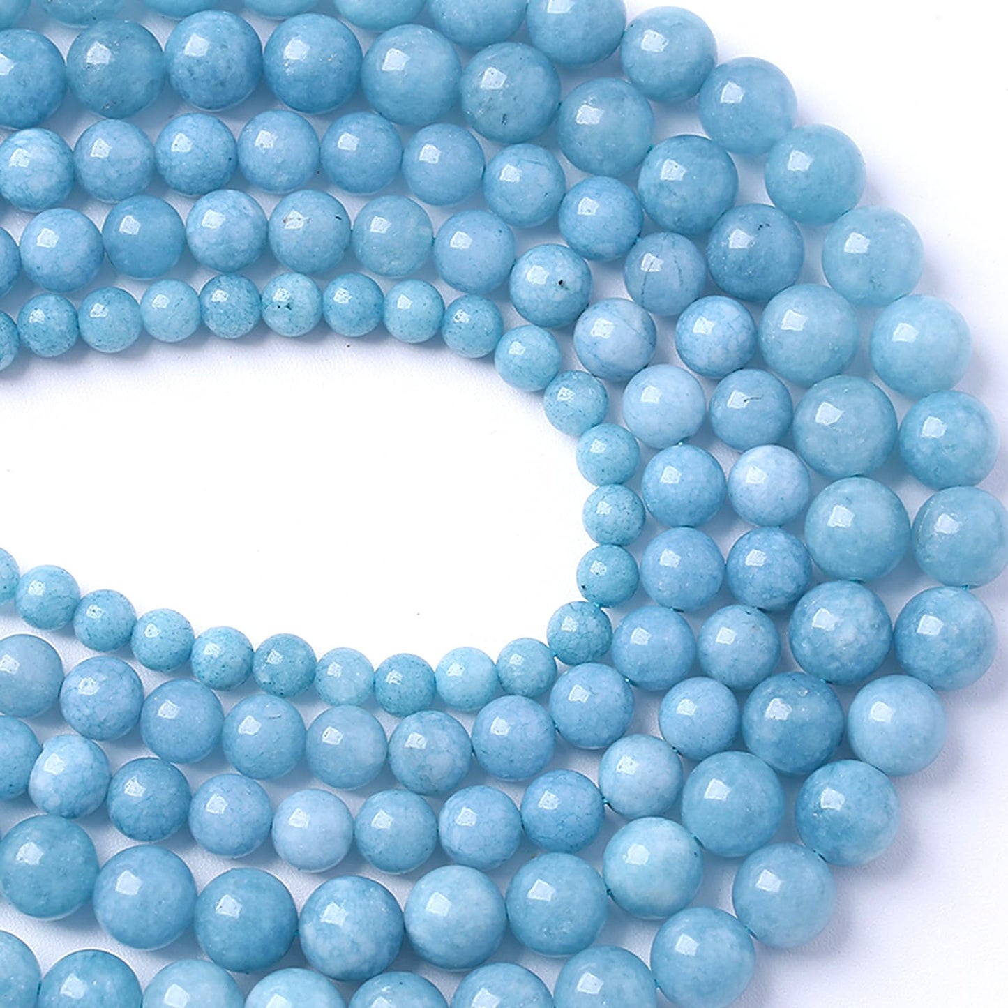 180pcs 4MM Natural Blue Chalcedony Gemstone Beads for Jewelry Making Round Stone Beads DIY Bracelet Necklace 2 Strands 32"