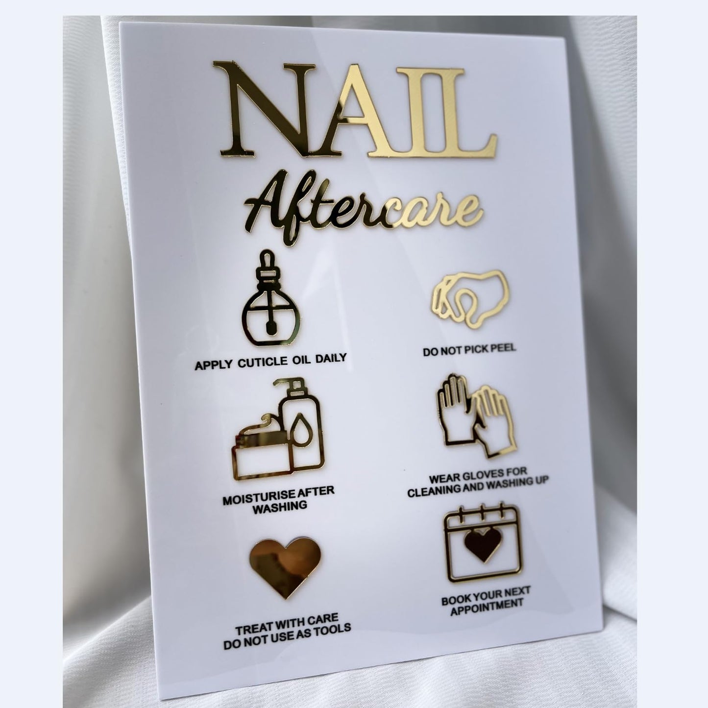 Empty Cuticle Oil Pen Label Sticker Nails Aftercare 3D Acrylic Sign Advice for Nail Room Decor