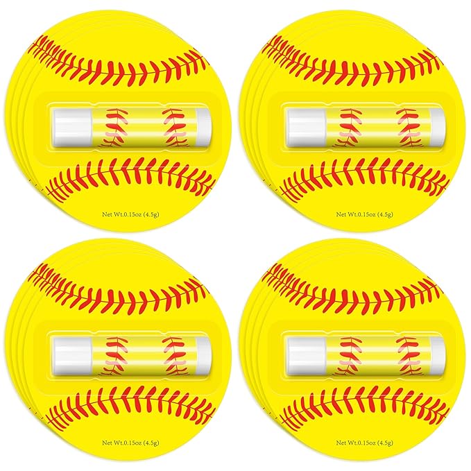 12Pack Softball Lip Balm for softball theme party Bulk Gifts,Beeswax Moisturizing Lip balm,Vanilla Flavor Plumping Chapstick for softball Team Girls kids Men Women Sports Lovers