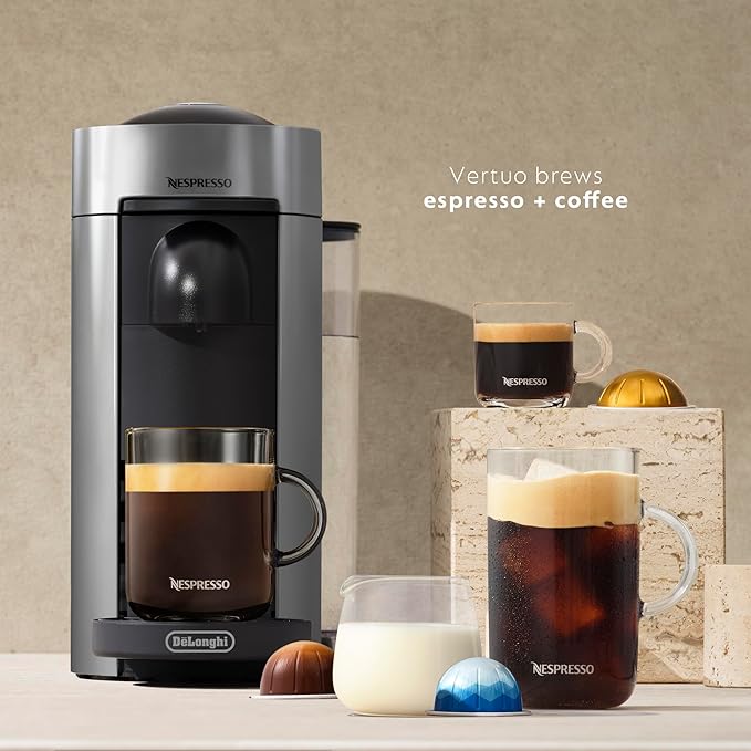 De'Longhi Nespresso Vertuo Plus Coffee and Espresso Maker by De'Longhi, Grey