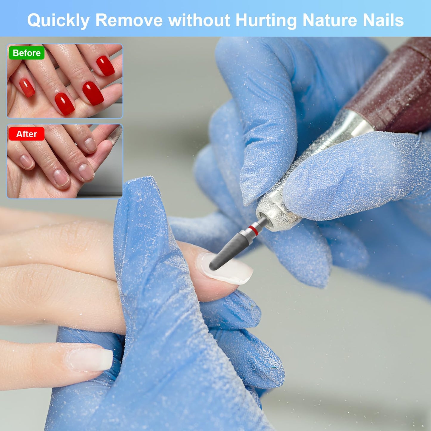 CGBE Nail Drill Bits, 6 Piece Nail Drill Bit Grinding Heads Carbide Machine Accessories for Manicure Remove Acrylic or Hard Gel Polygel, 3/32 Inch Professional Bits for Nail Cutter - Fine