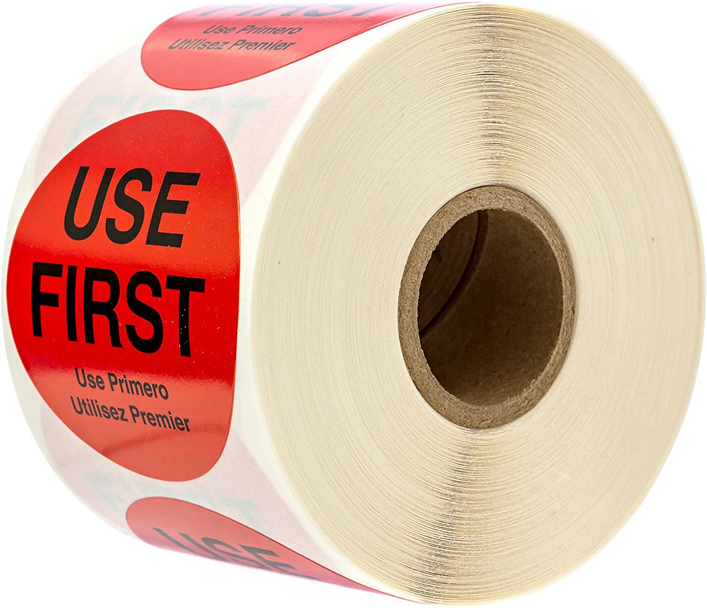 2" Round Use First Stickers / 500 Red Removable Circle Labels/Trilingual Small Business Sticker / 2 Inch Use 1st Label/Made in The USA