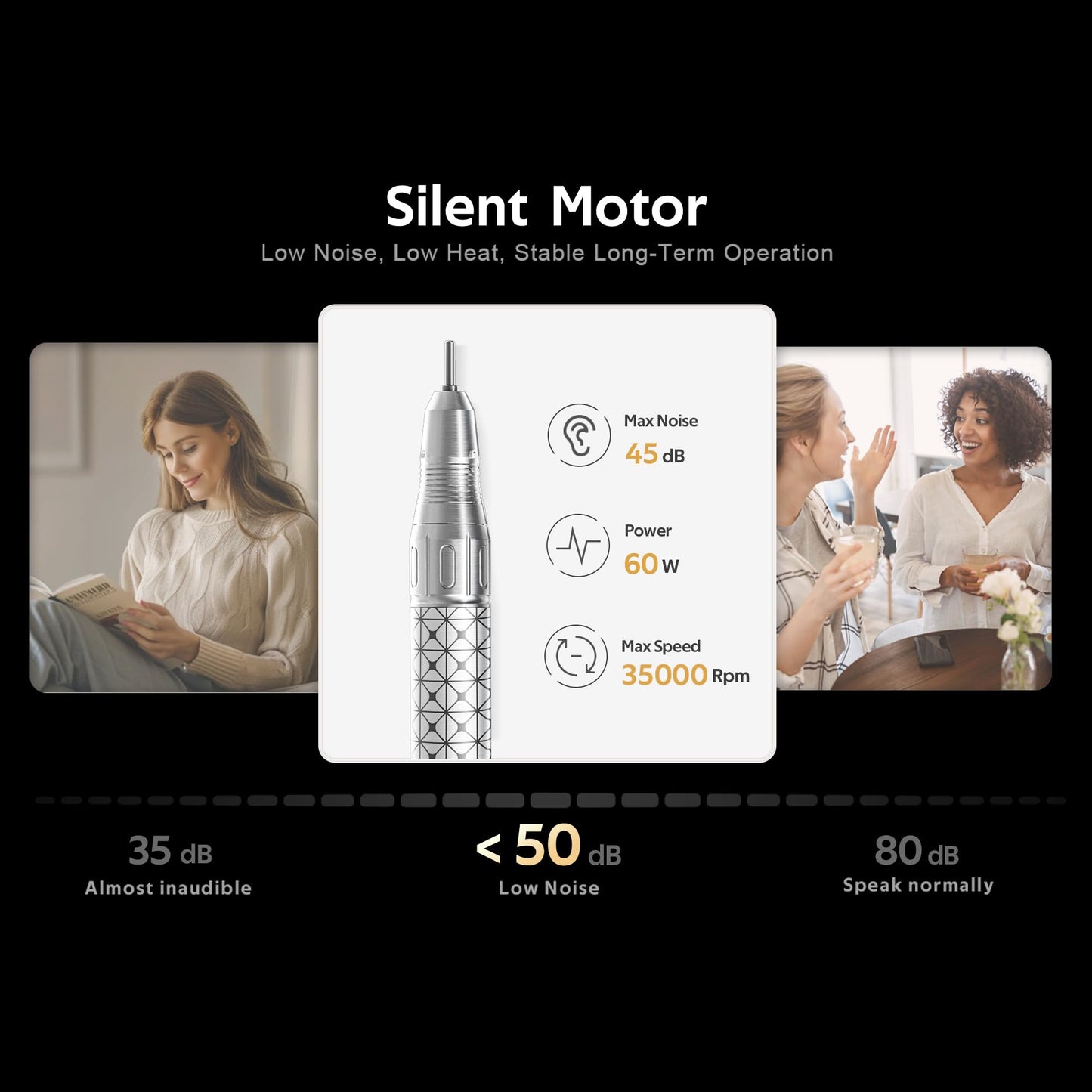 M Nova Pro Nail Drill 35,000 RPM Brushless Motor, Cordless Rechargeable Electric Nail File, Professional E File Machine for Acrylic Gel Nails, Low Noise Portable Salon Use – Pink