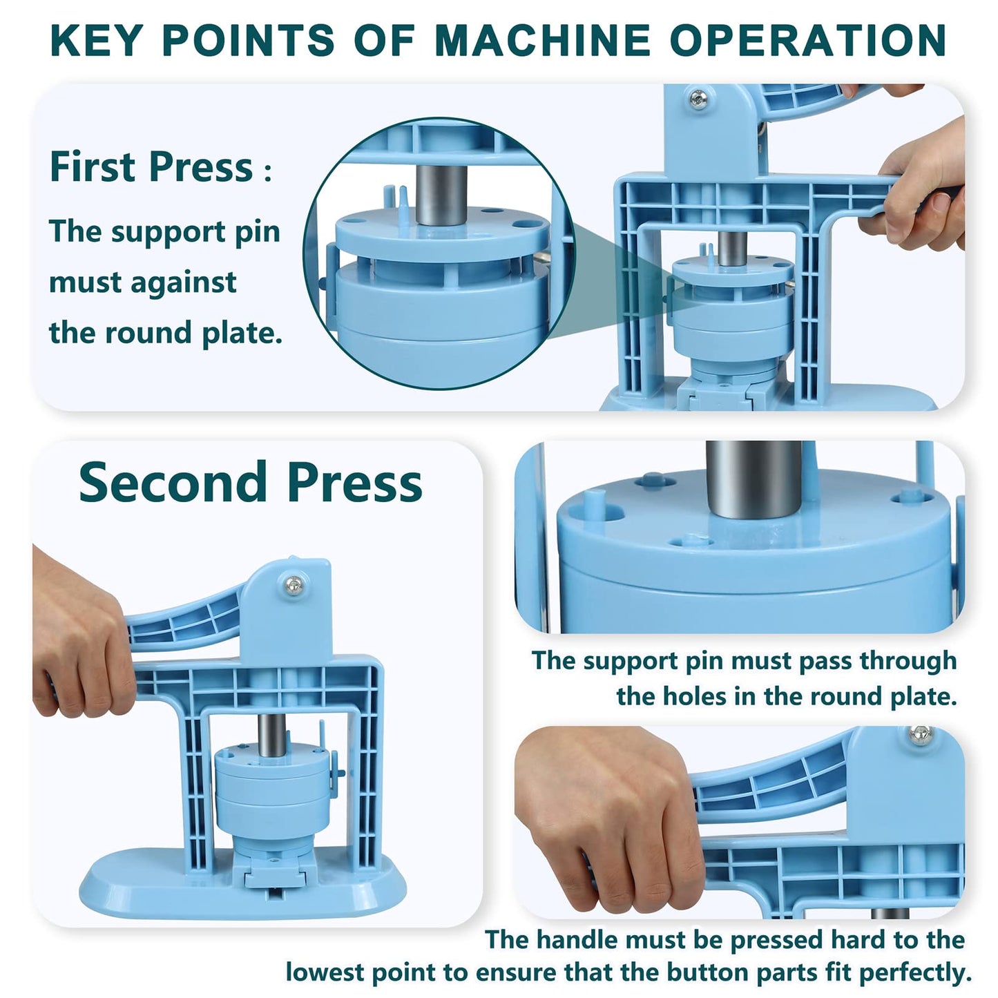 MK.Bear Button Maker Machine Multiple Sizes 1+1.25+2.25inch(4th Gen), DIY Button Pin Maker Machine Kit, Badge Press Machine with 300PCS 25+32+58mm Button Making Supplies& Cutting Mat&Circle Cutter