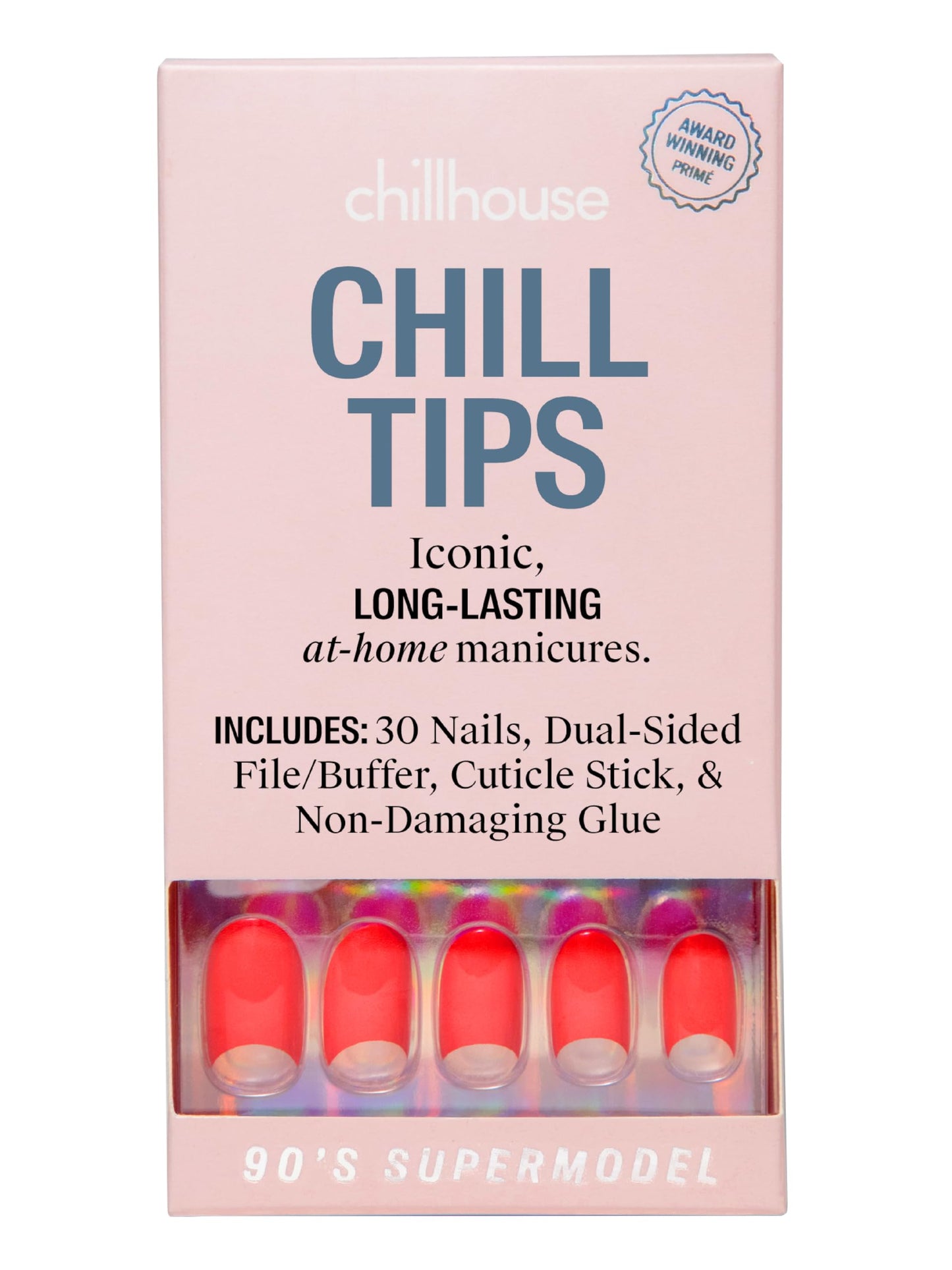 Chillhouse - Chill Tips, Press on Nails Kit - 90's Supermodel - 30 Nail Shapes & Sizes - Up to 2 Weeks Wear - Customizable Fit - Reusable - Latina Founded, Women Owned, Beauty, Self Care