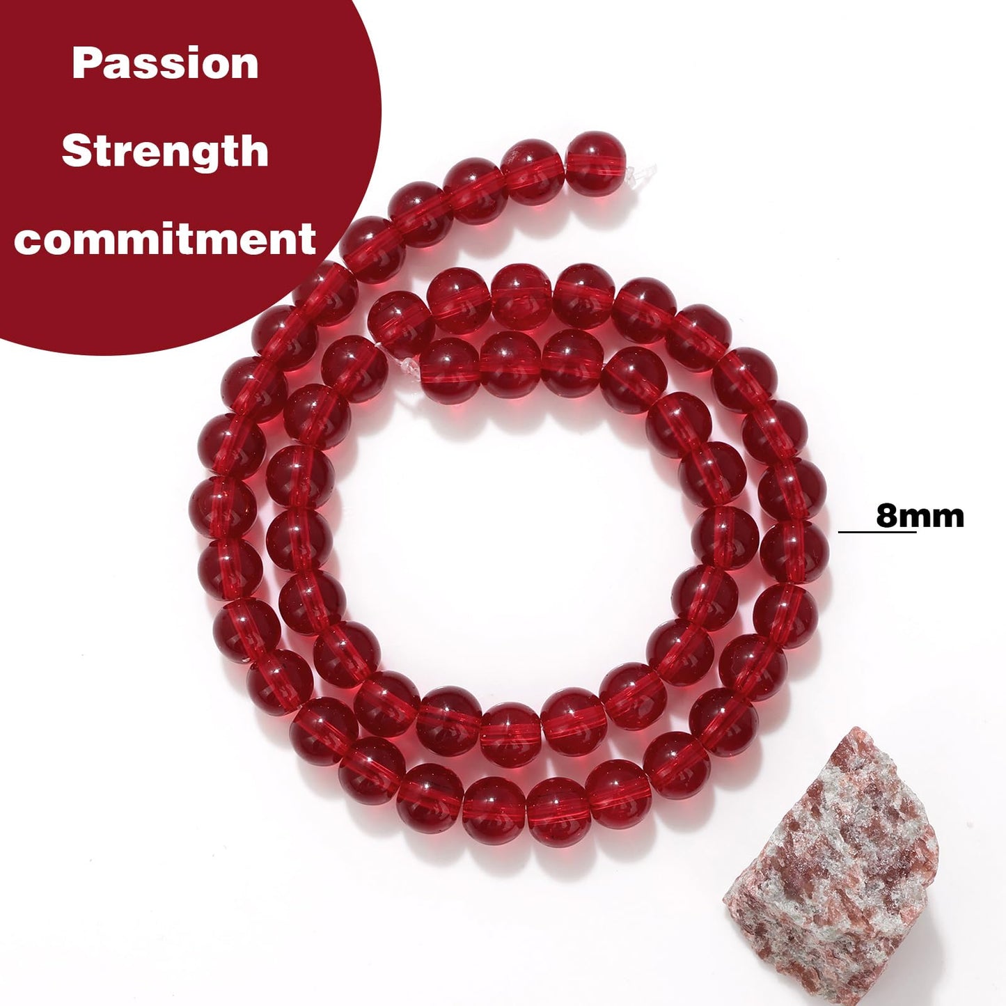 Raicegs 100pcs 8mm Garnet Beads Natural Gemstone Beads Round Loose Beads for Jewelry Making DIY Bracelets Necklace