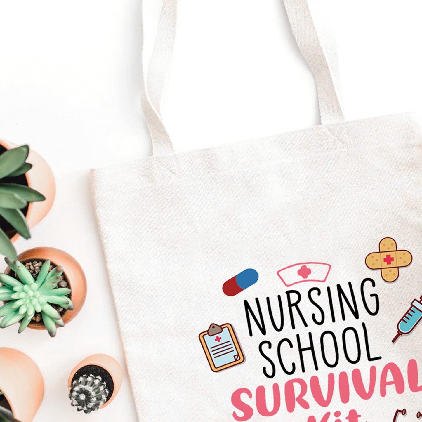 WCGXKO Nurse Gift Nurse Cosmetics Gift Nursing School Survival kit Gift for RN CNA LPV BSN LVP (NURSING SCHOOL tote)