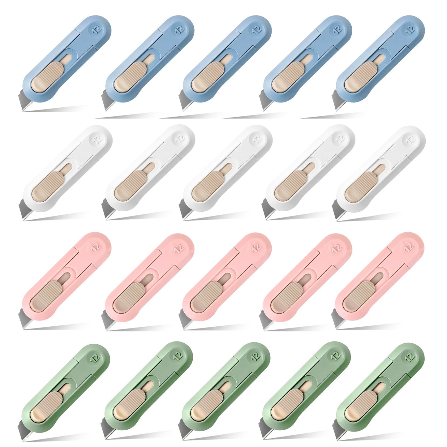 20 PSC Box Cutter,Retractable Box Opener, Package Opener, Easy Slide Retractable Cute Utility Knife For Opening Daily Express Boxes, Envelopes, Packages, Paper tapes and more