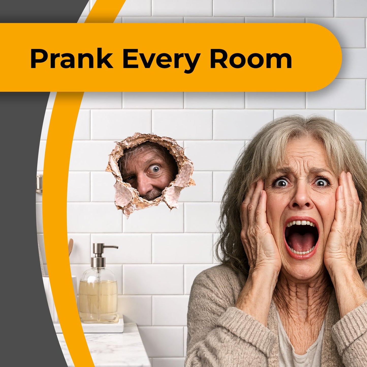 Creepy Hole-in-The-Wall Prank Stickers (5-Pack) – Reusable Peeking Face Wall Decals for Bathroom, Office & Dorm – Scary Fake Hole Gag Stickers for Pranks & Halloween Decor