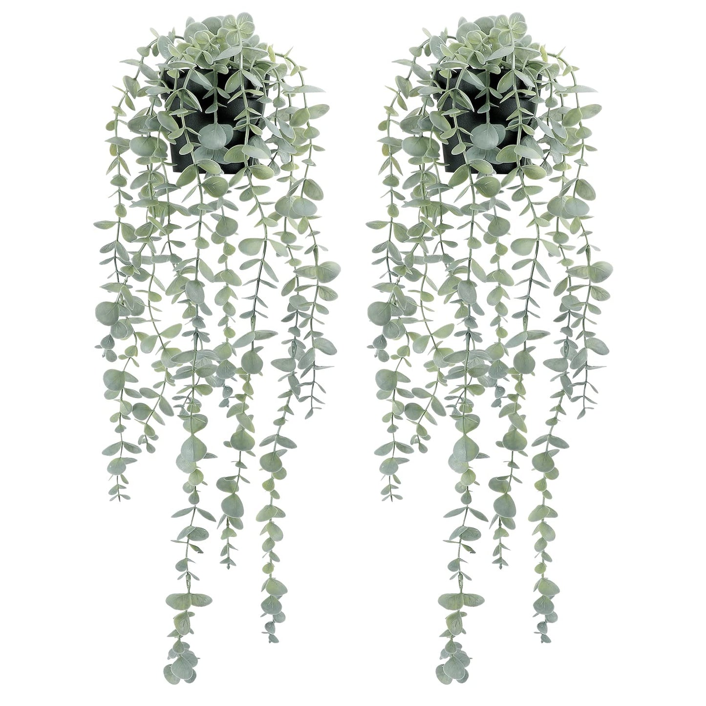 COCOBOO 2 Pcs Artificial Eucalyptus Plants Shelf Hanging Fake Plant in Pot for Wall Bedroom Home Patio Indoor Outdoor Decor
