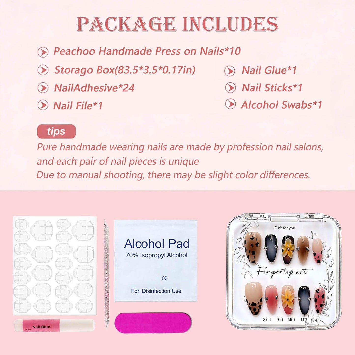 Handmade Press on Nails Medium Almond Fake Nails,Gold Metal Fake Nails Thickened Acrylic False Nail Full Cover Pink White French Tips Stick on Nail for Women(Size M)